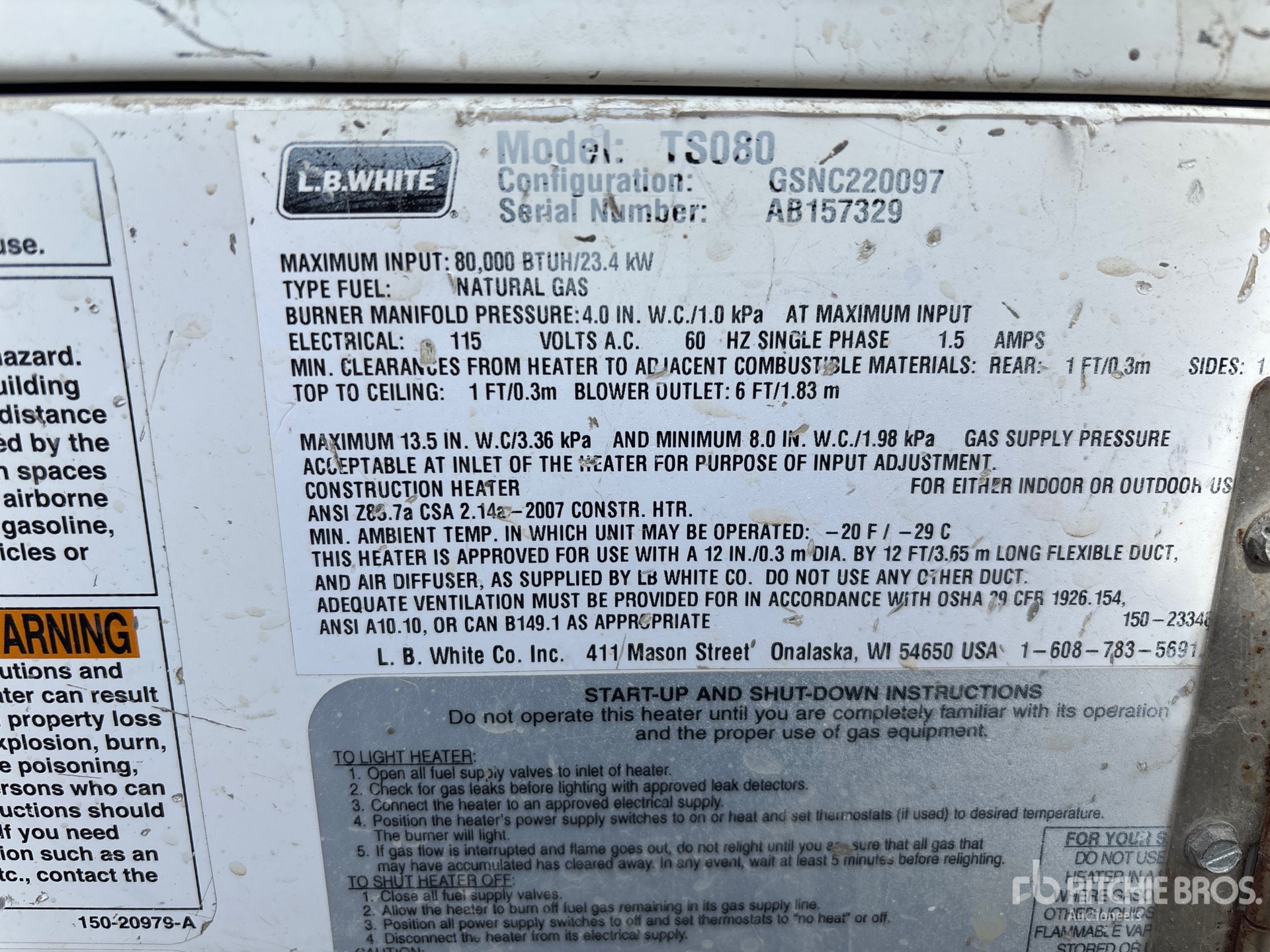 General Appearance with Serial Number / VIN