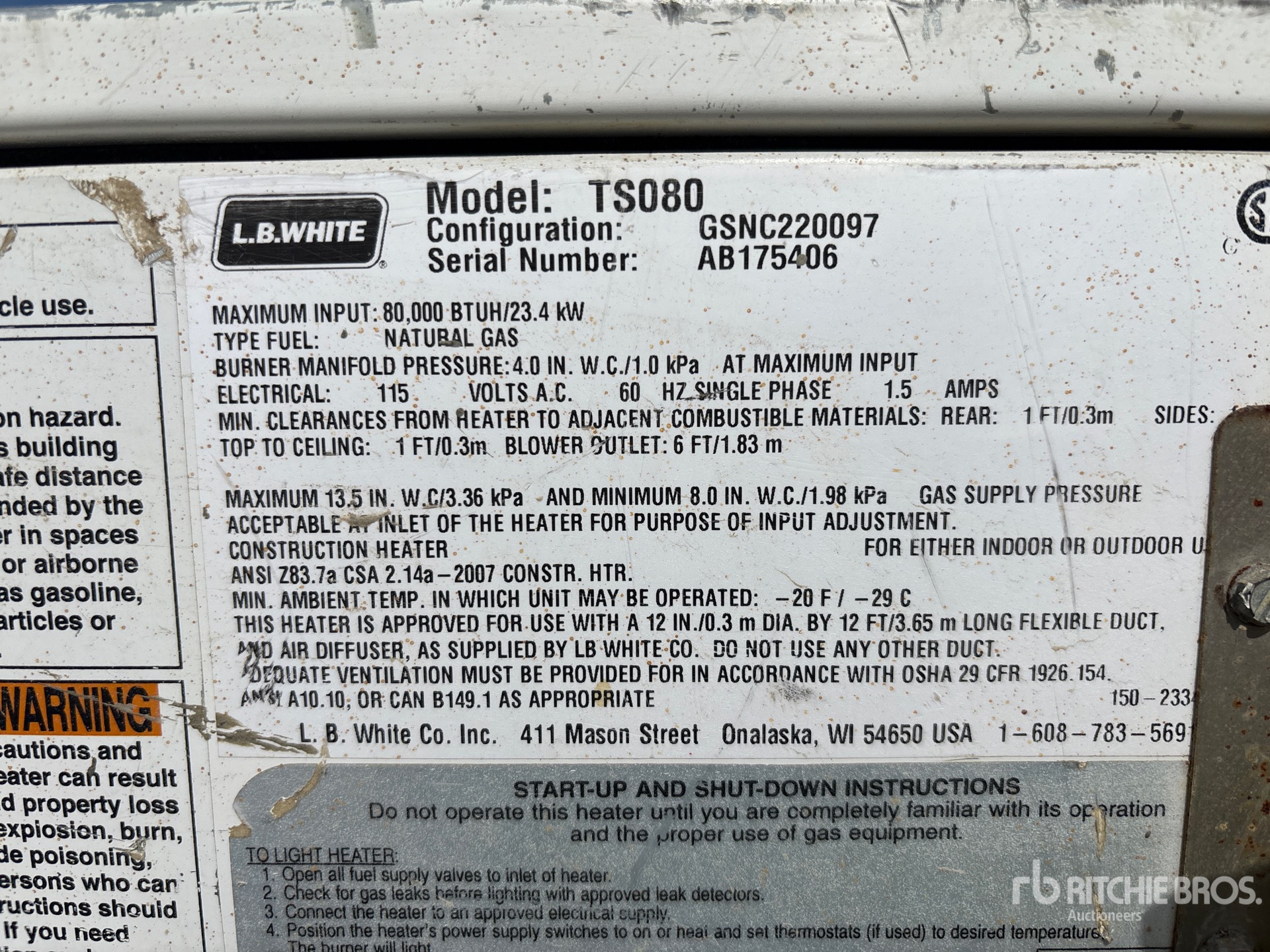 General Appearance with Serial Number / VIN