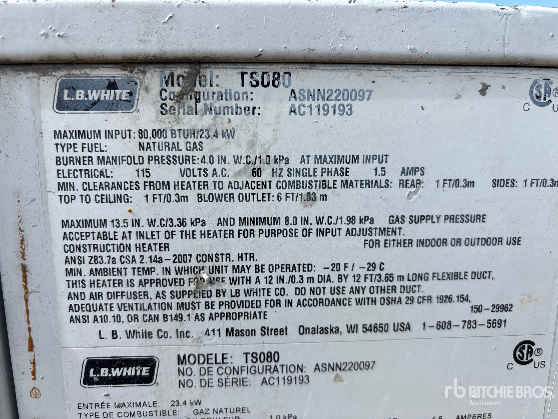 General Appearance with Serial Number / VIN