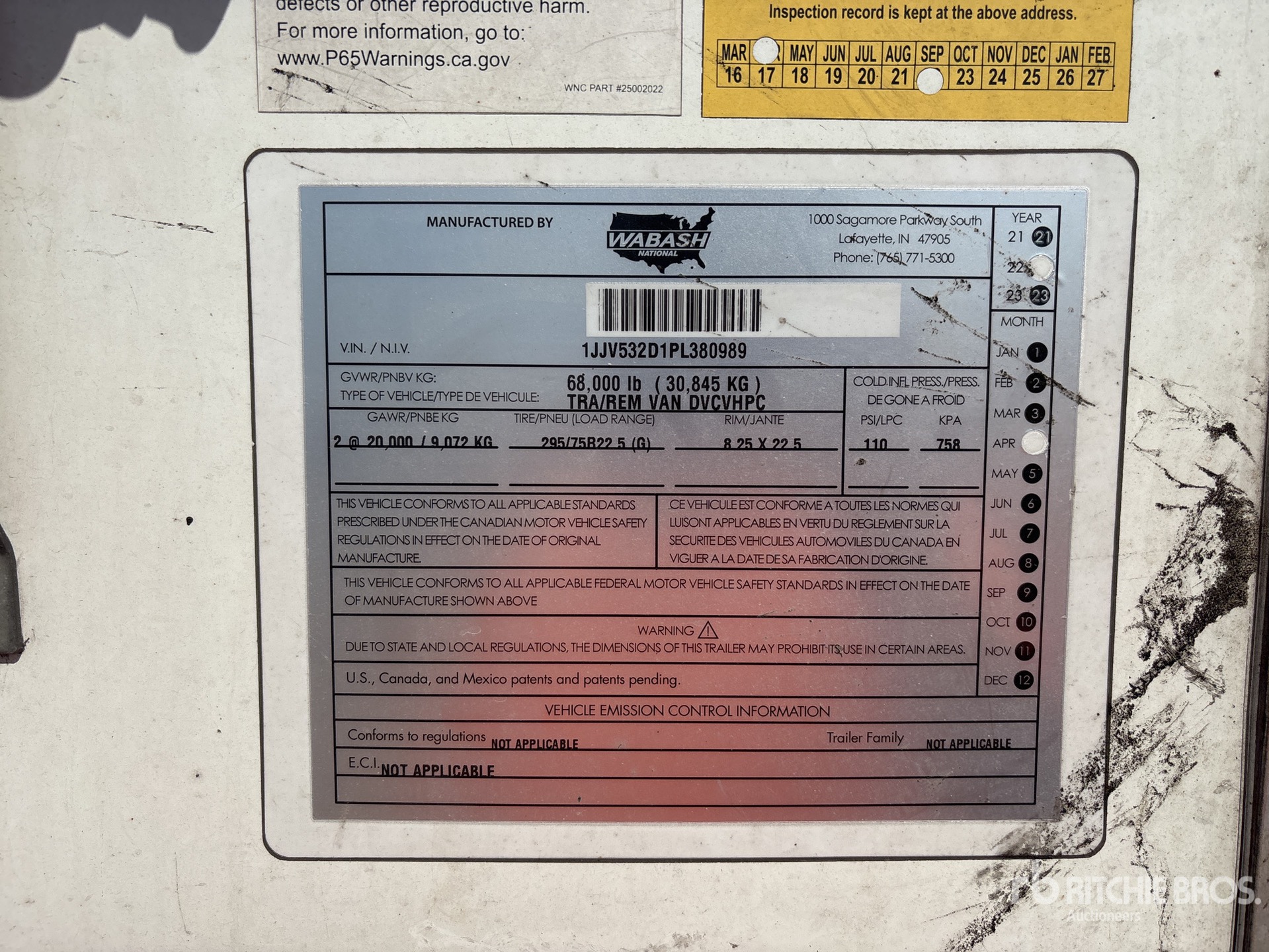 General Appearance with Serial Number / VIN