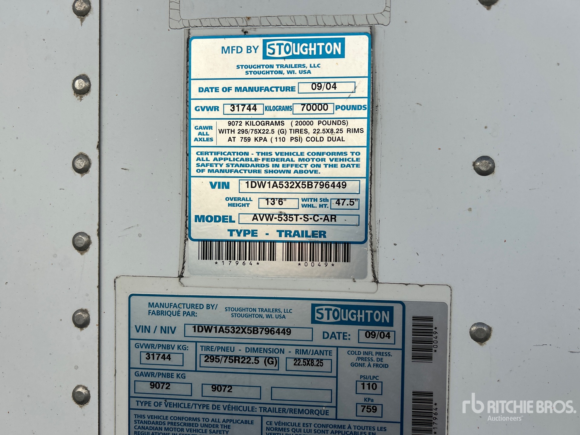 General Appearance with Serial Number / VIN