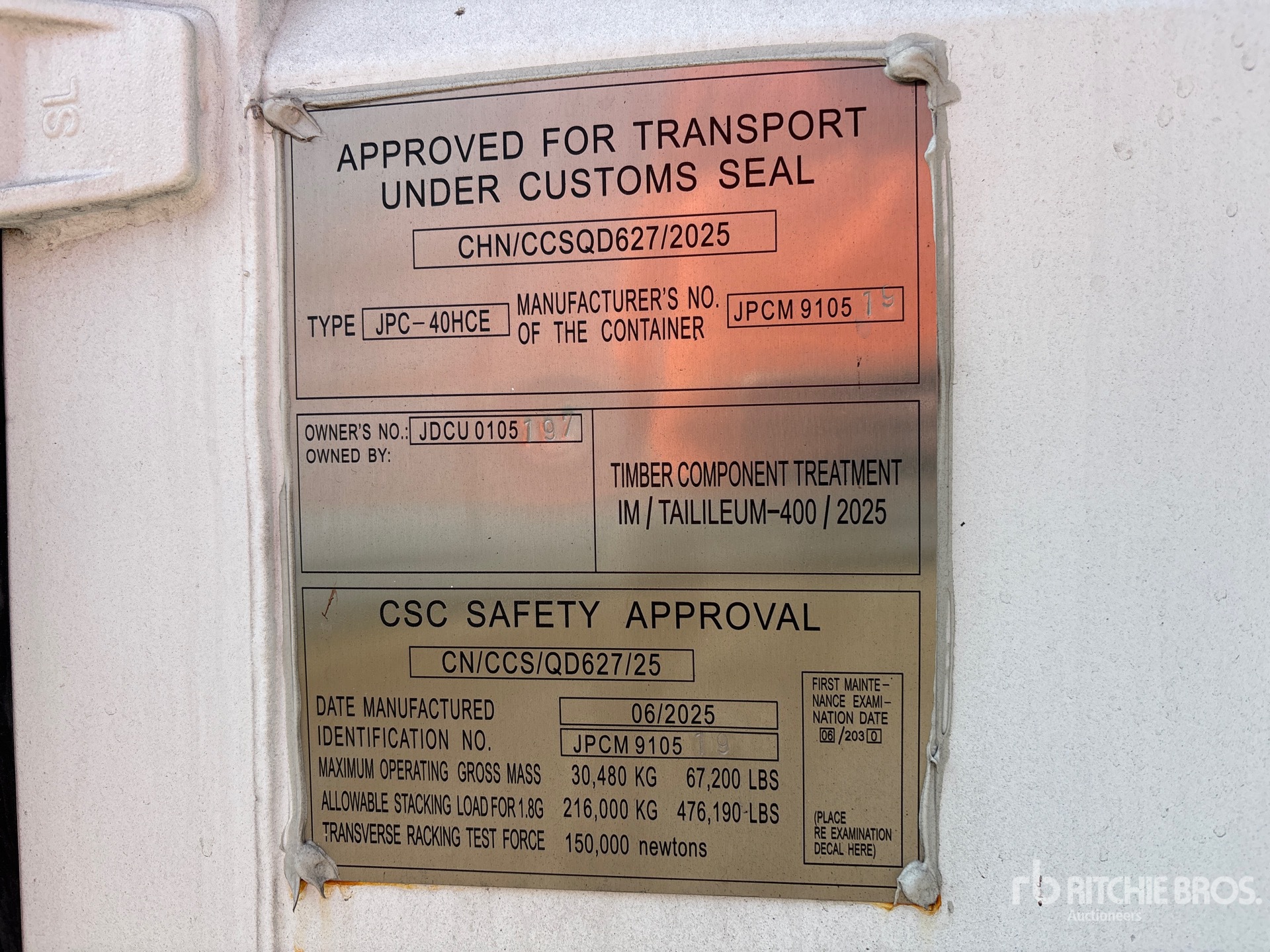 General Appearance with Serial Number / VIN