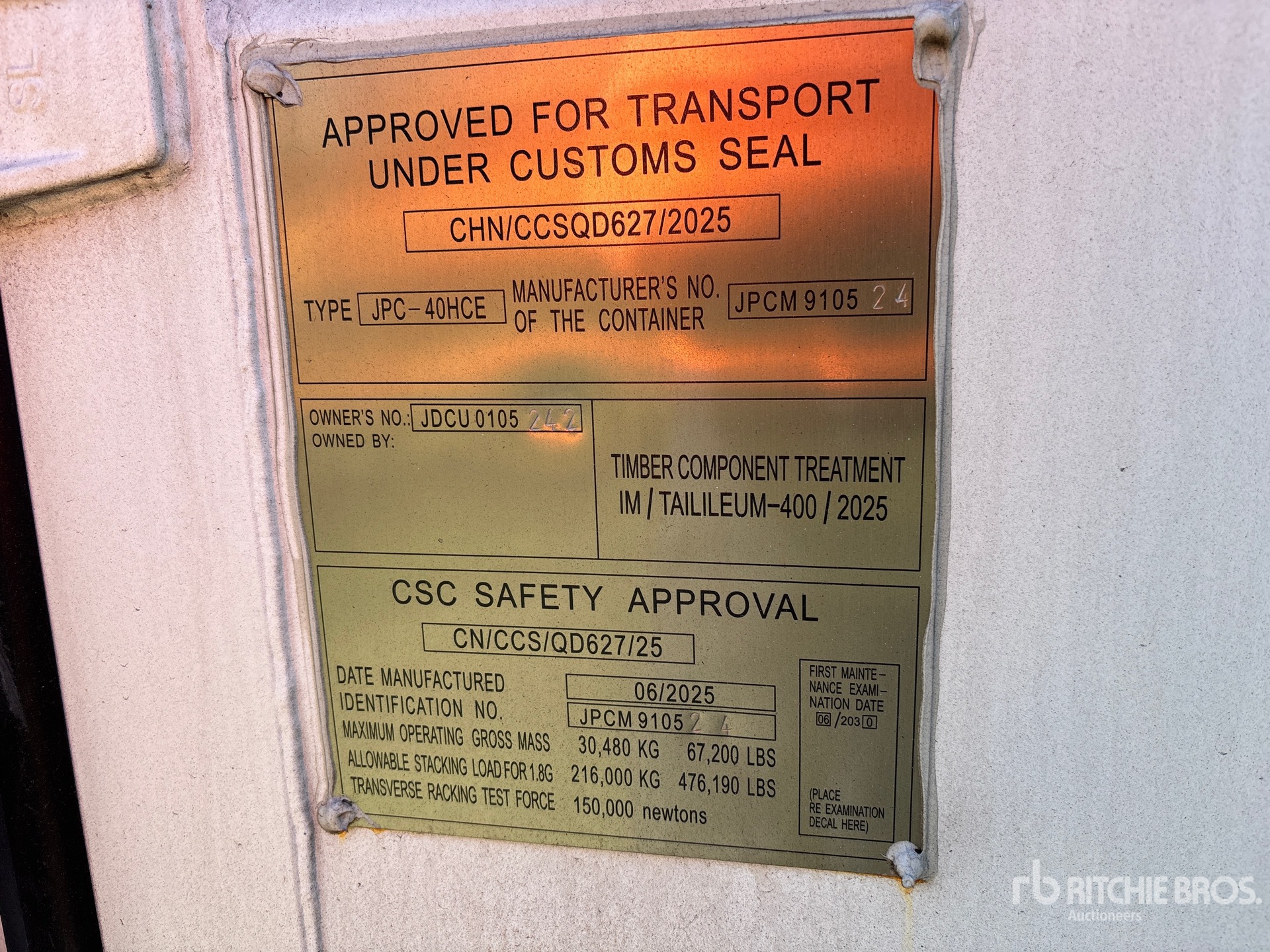 General Appearance with Serial Number / VIN