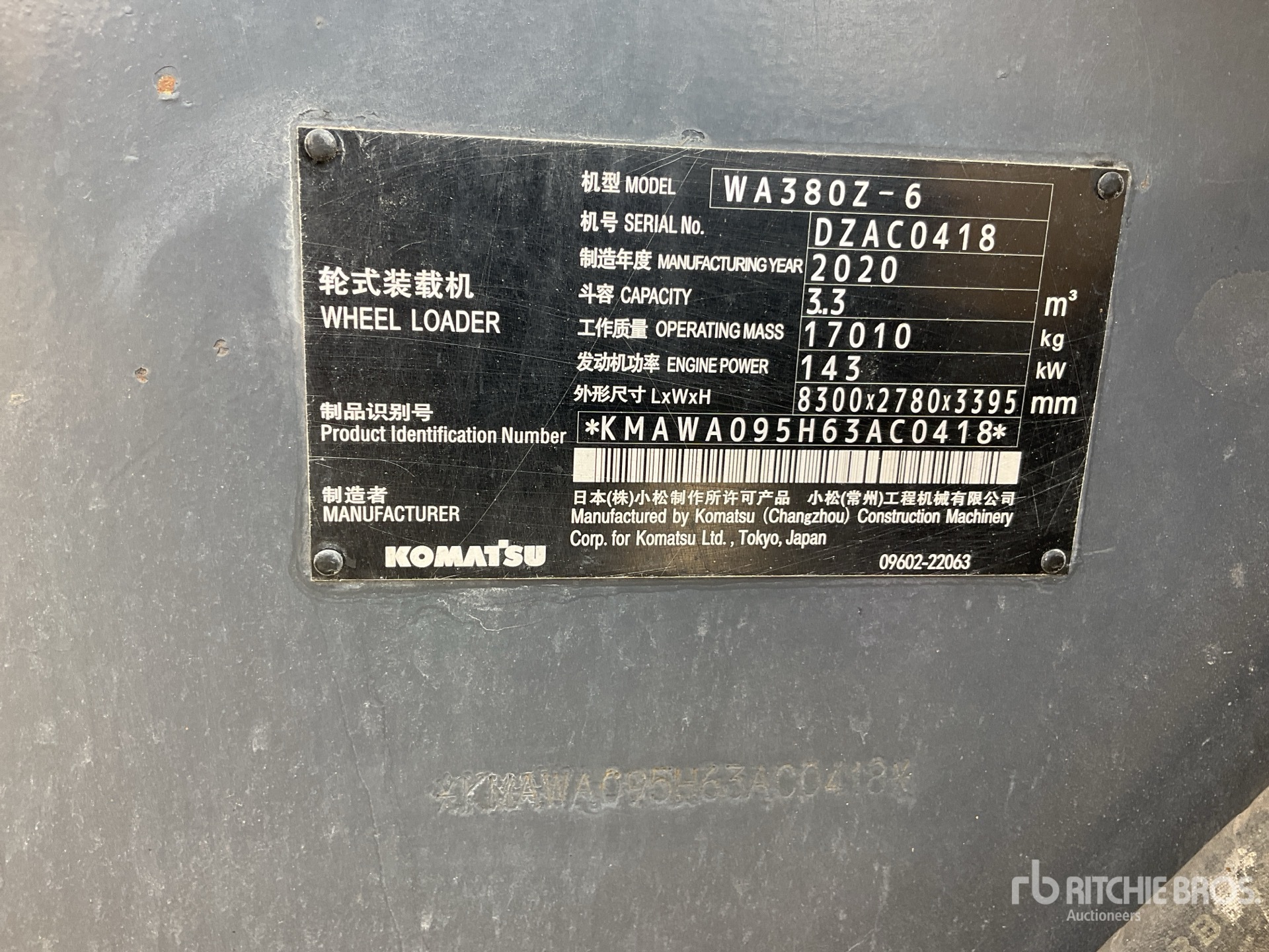 General Appearance with Serial Number / VIN