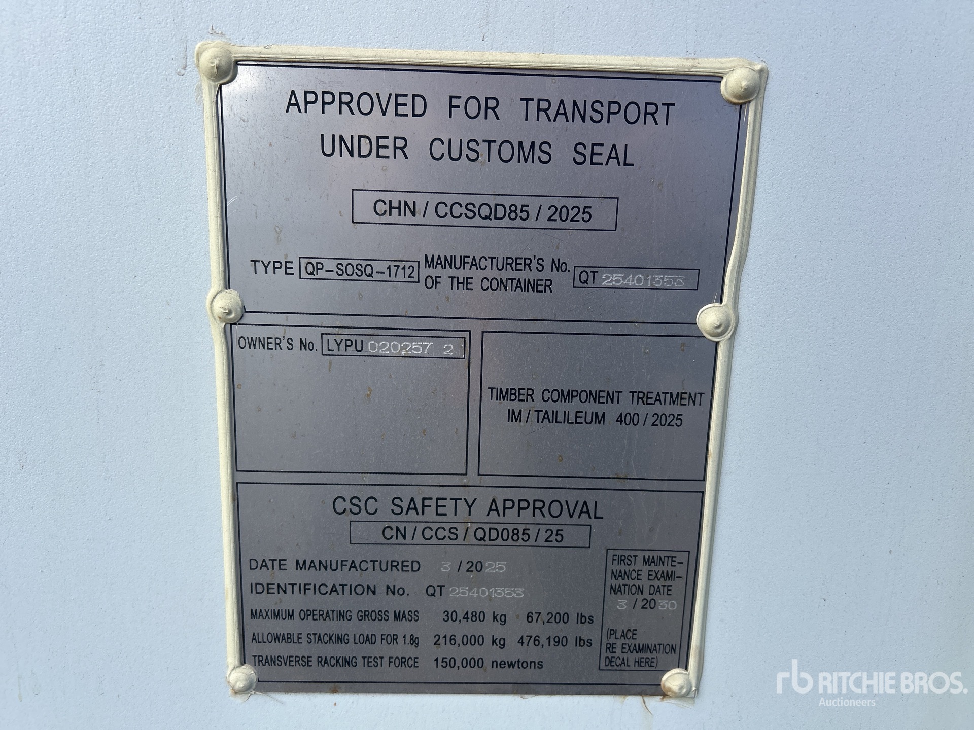 General Appearance with Serial Number / VIN