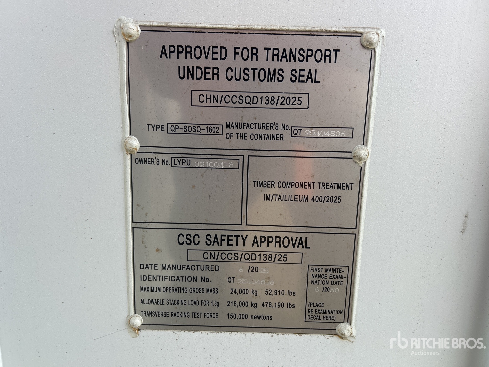 General Appearance with Serial Number / VIN