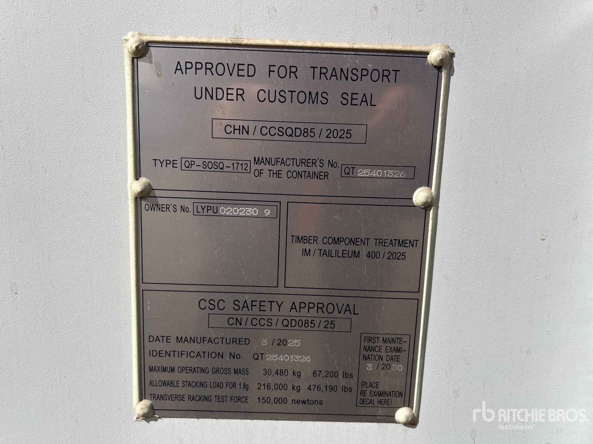 General Appearance with Serial Number / VIN
