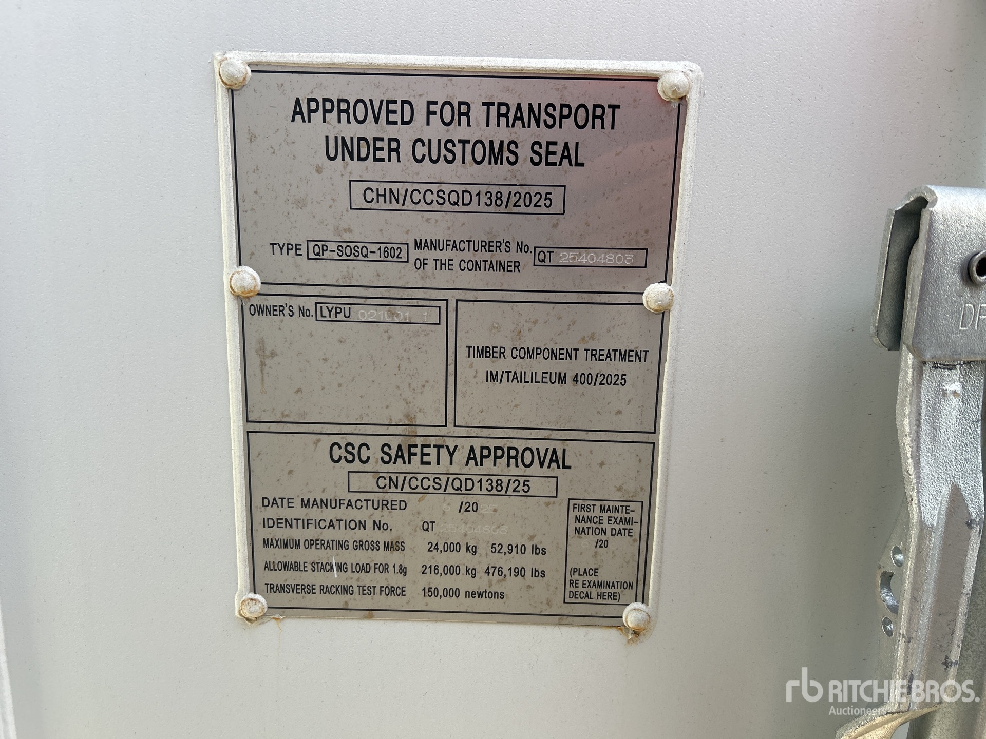 General Appearance with Serial Number / VIN