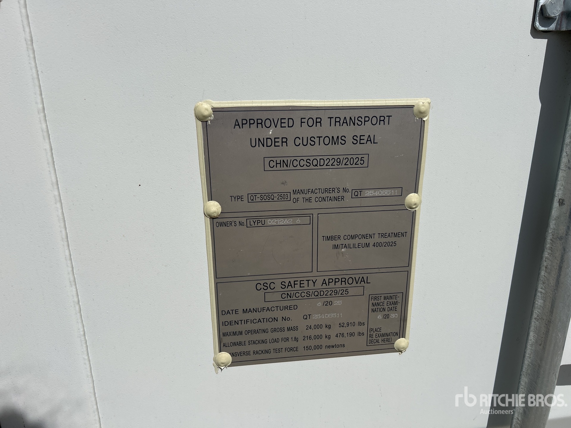 General Appearance with Serial Number / VIN