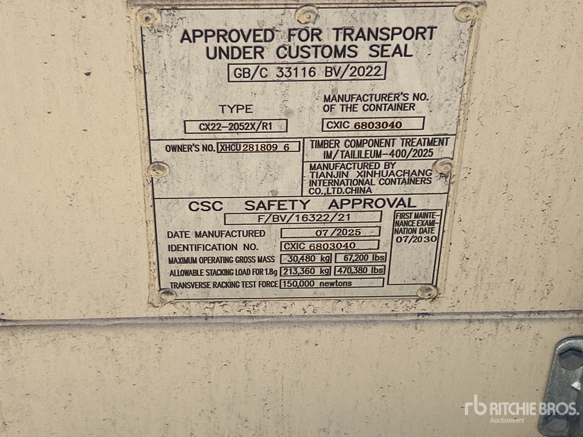 General Appearance with Serial Number / VIN