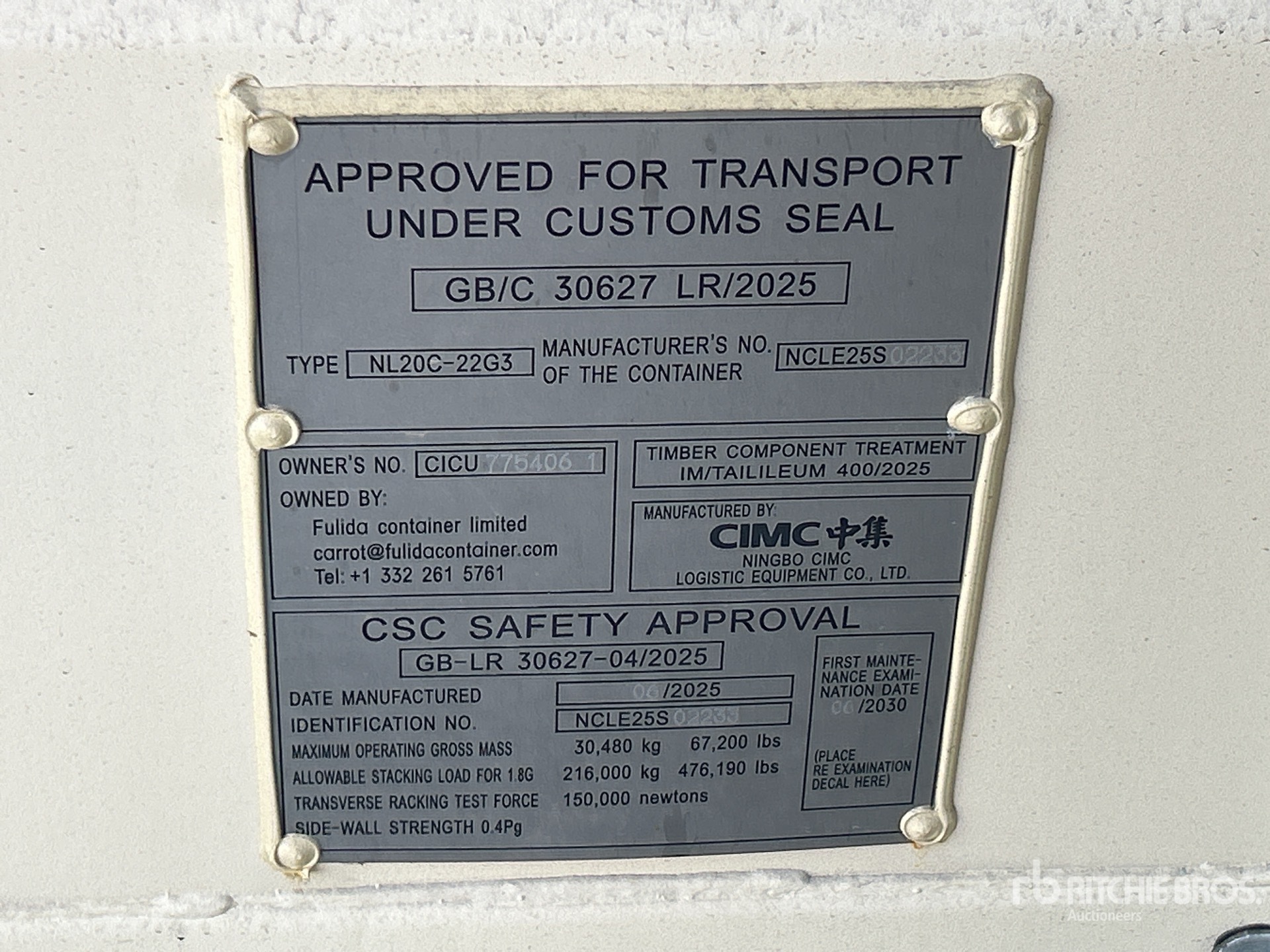 General Appearance with Serial Number / VIN