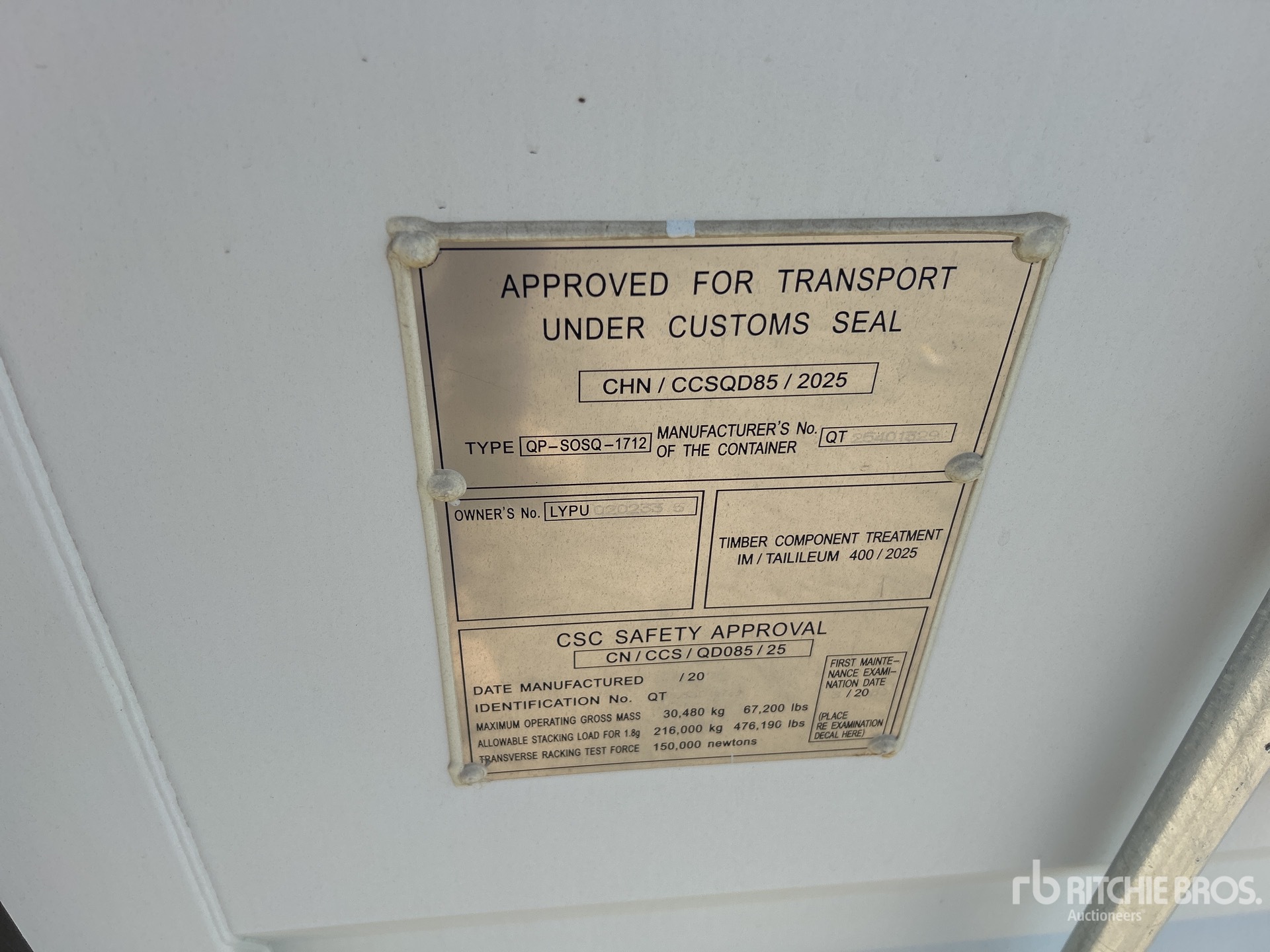 General Appearance with Serial Number / VIN