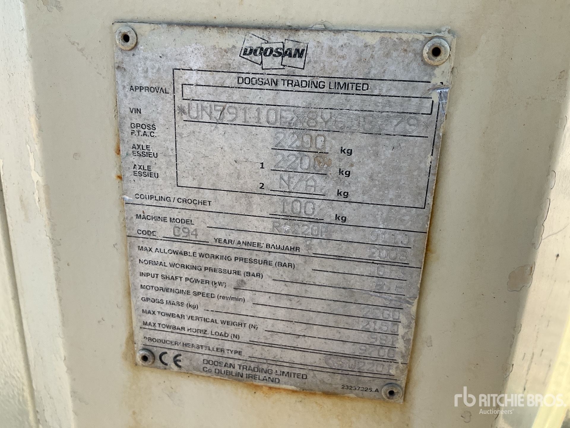 General Appearance with Serial Number / VIN