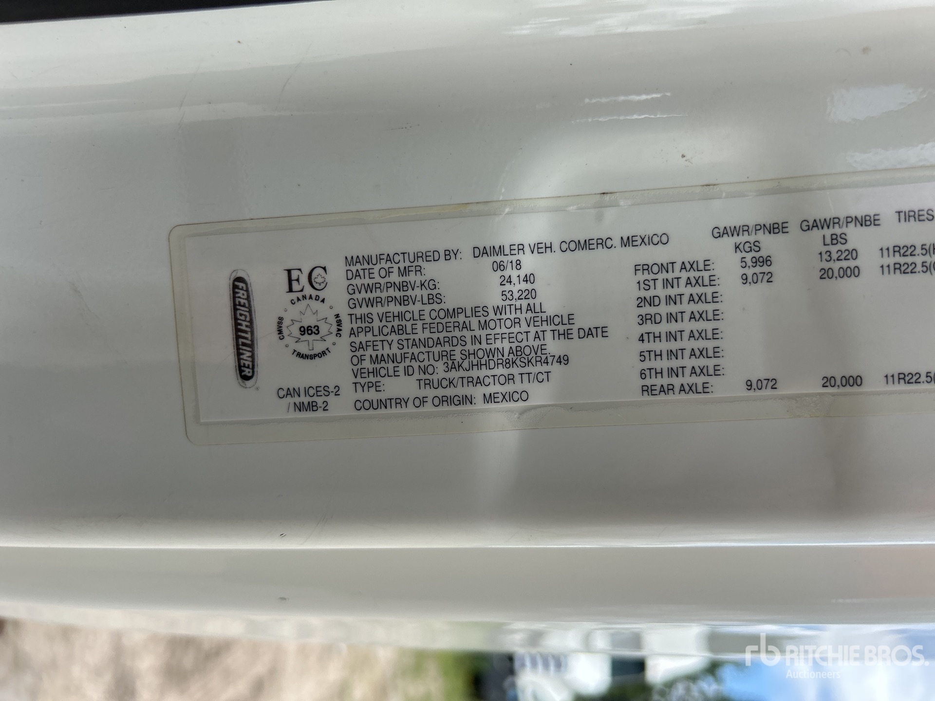 General Appearance with Serial Number / VIN