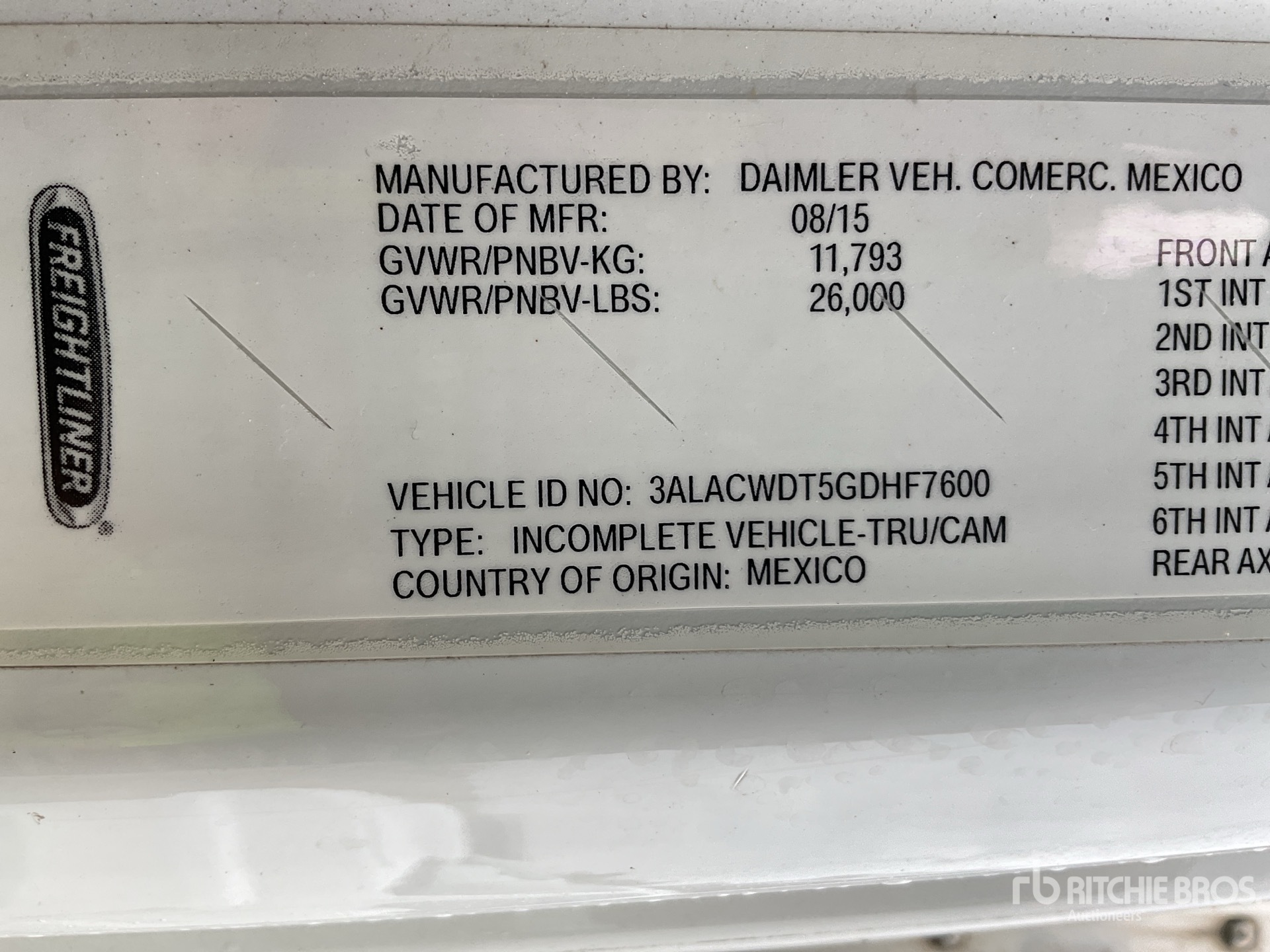 General Appearance with Serial Number / VIN