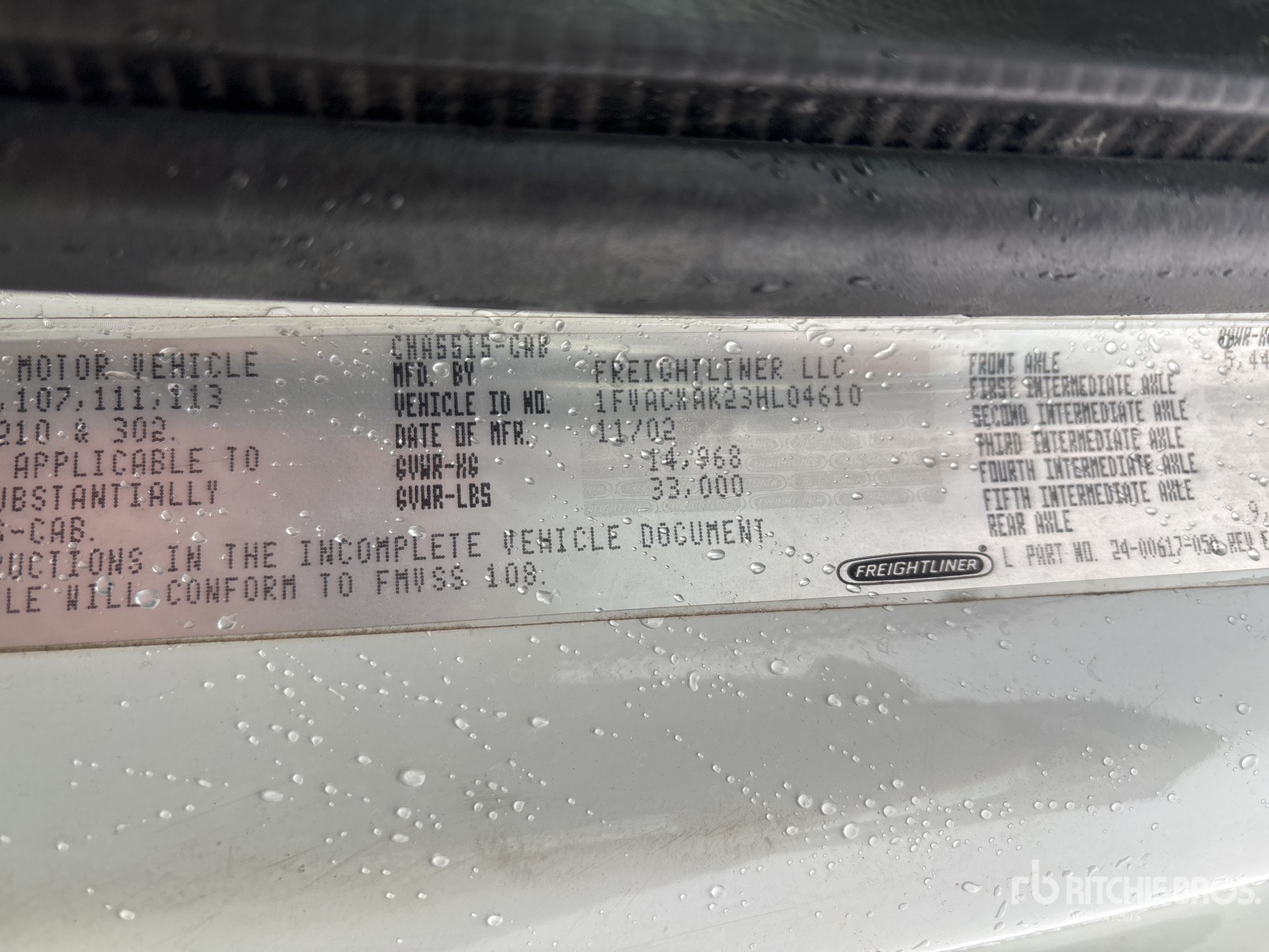 General Appearance with Serial Number / VIN