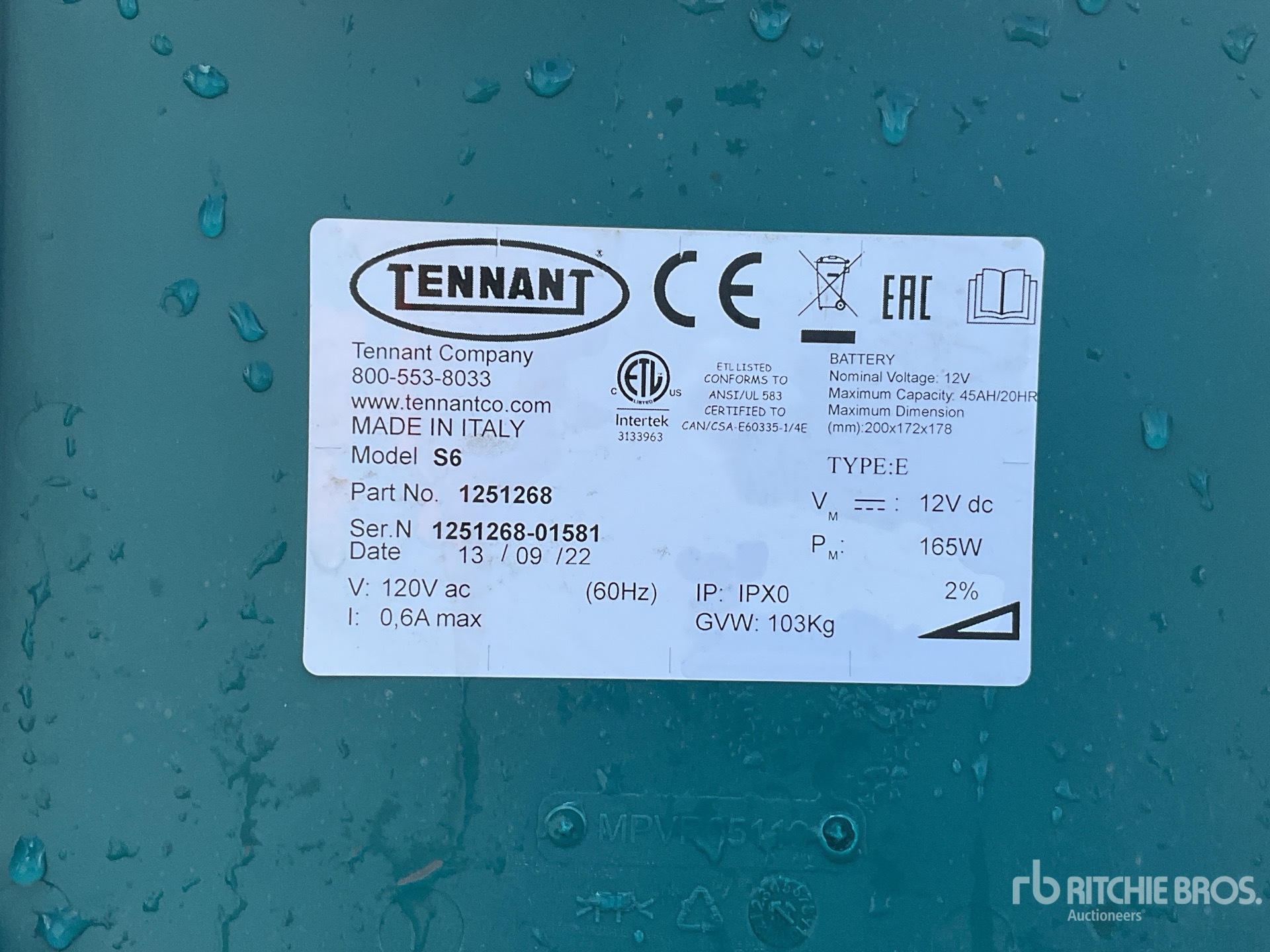 General Appearance with Serial Number / VIN