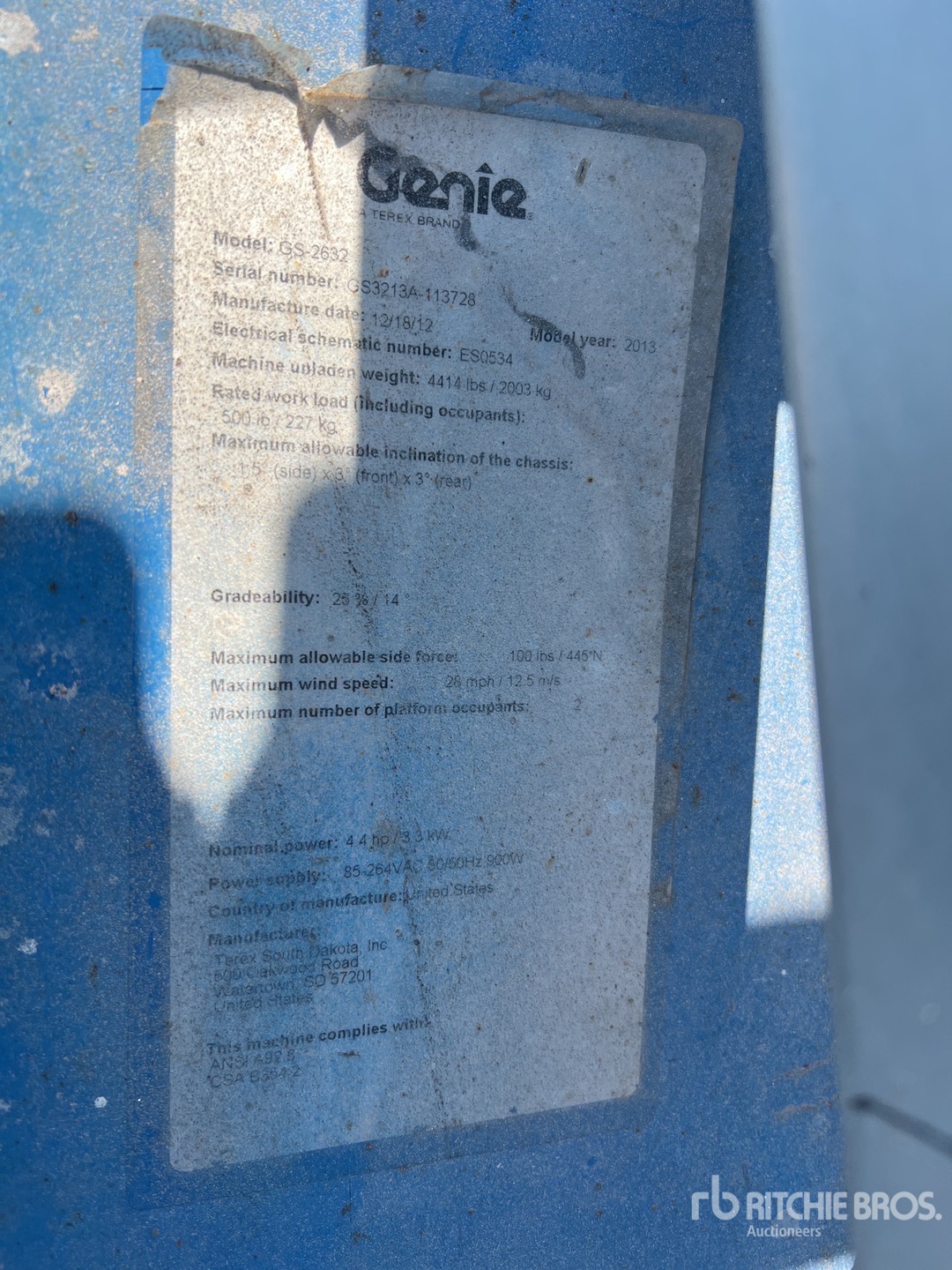 General Appearance with Serial Number / VIN
