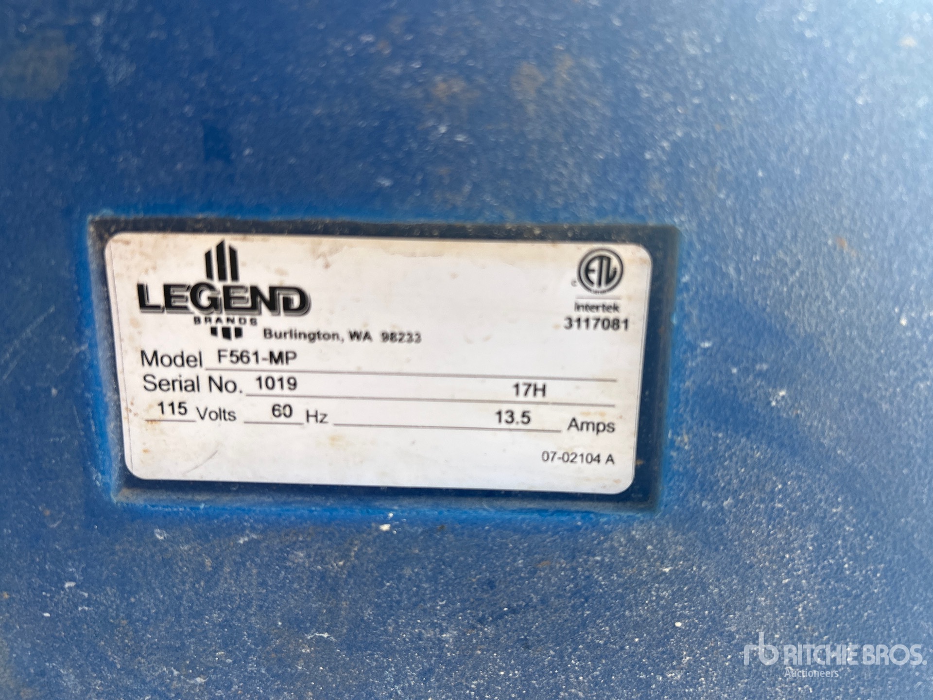 General Appearance with Serial Number / VIN