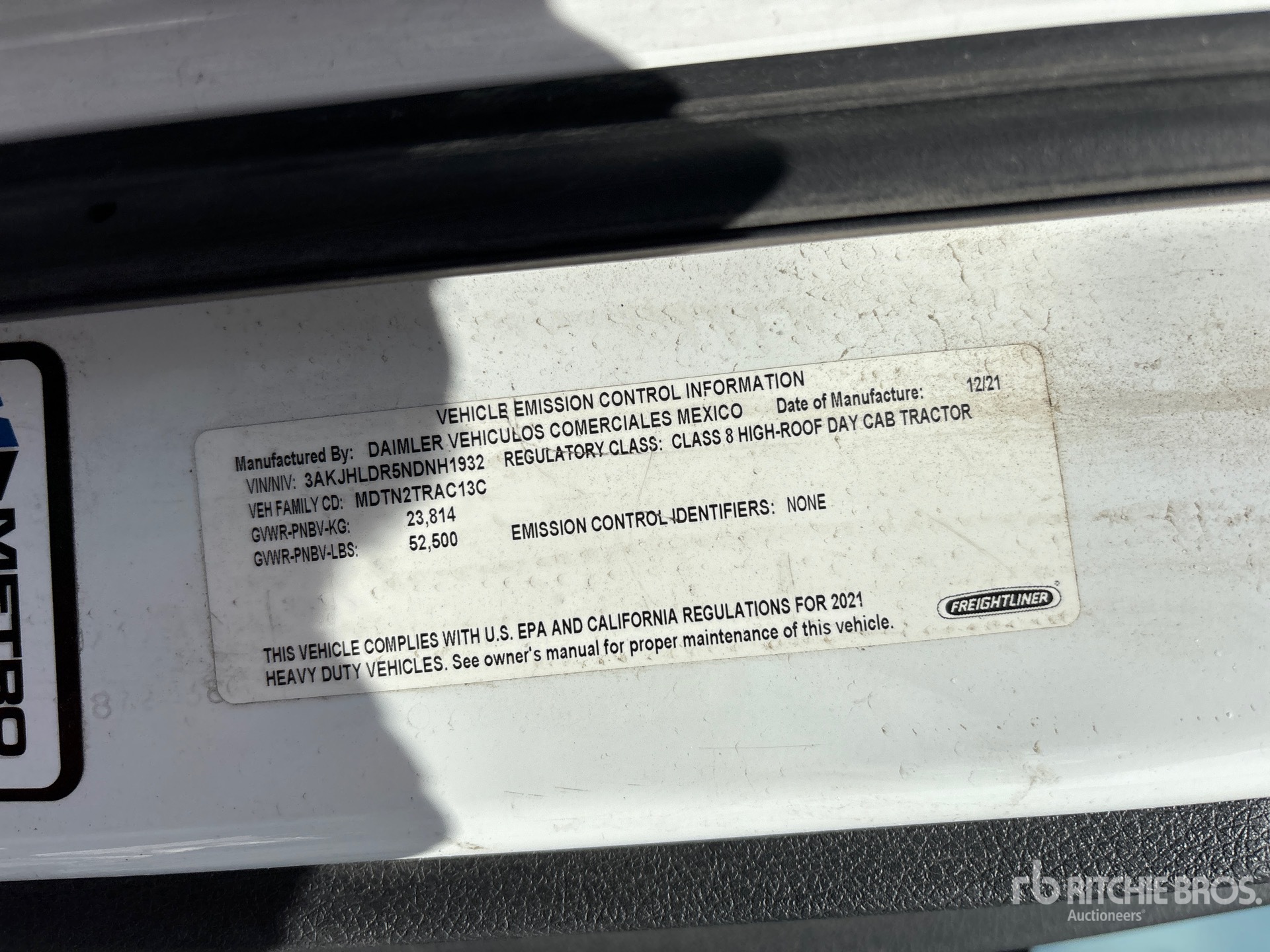 General Appearance with Serial Number / VIN