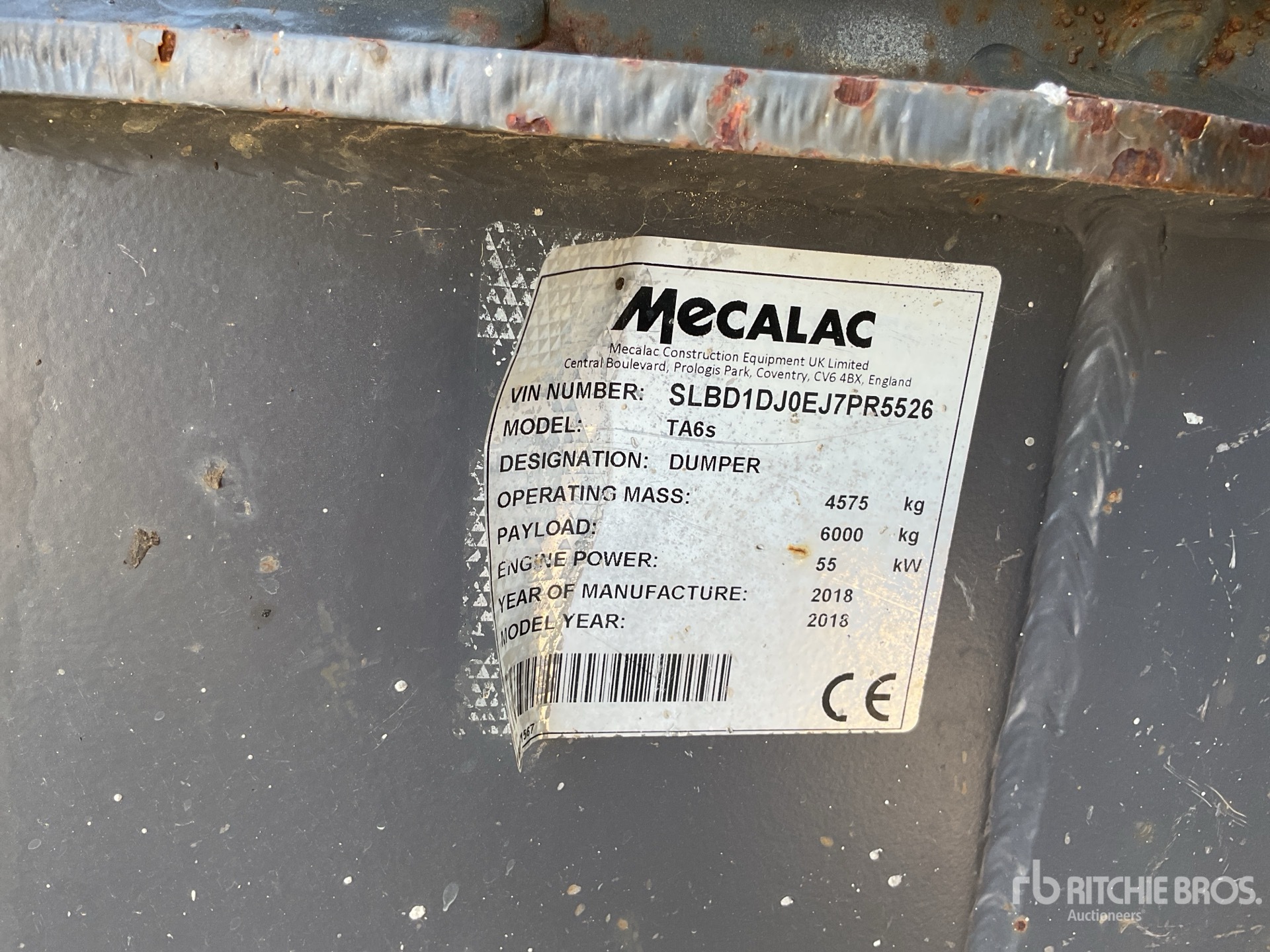 General Appearance with Serial Number / VIN