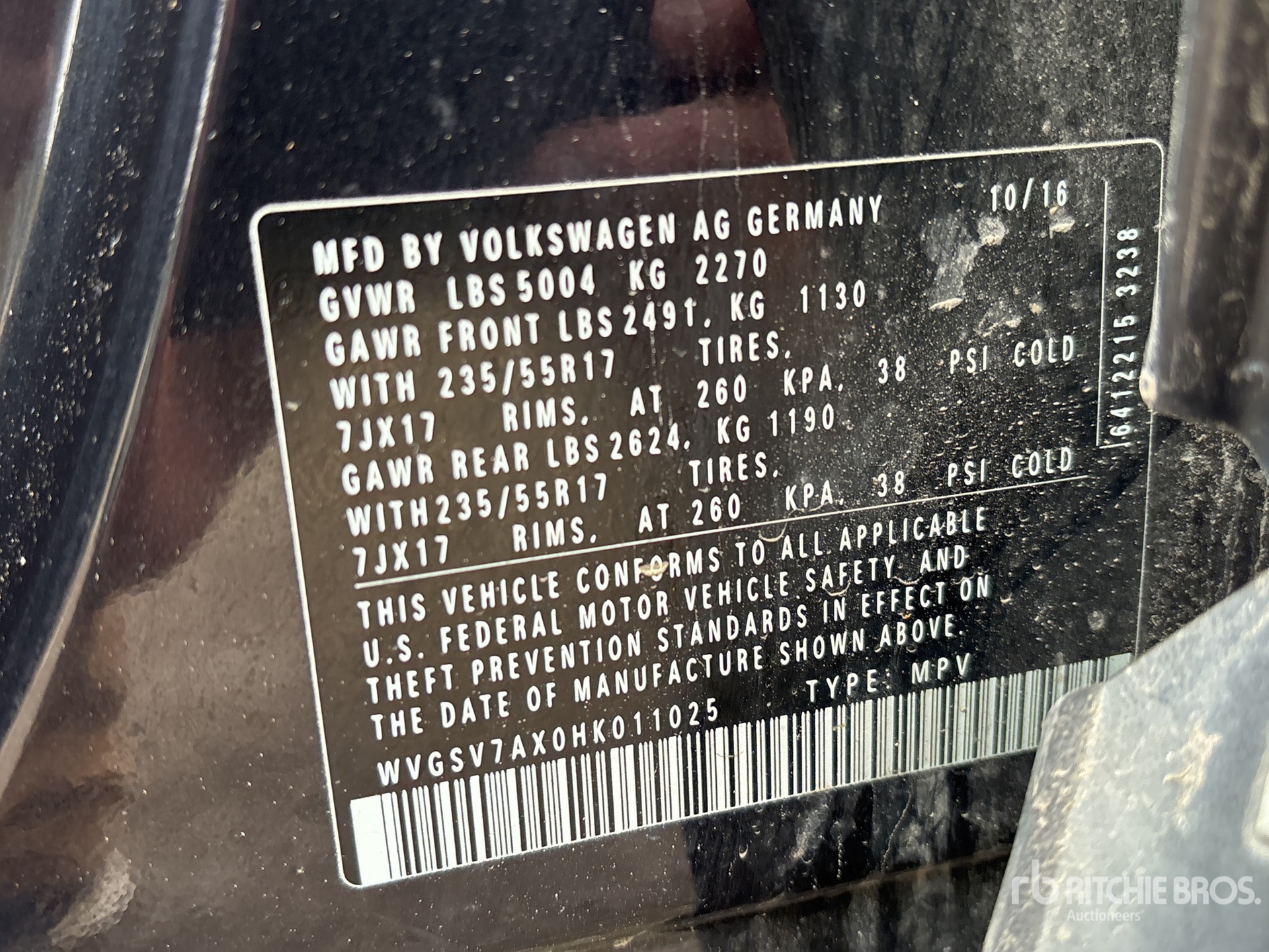General Appearance with Serial Number / VIN