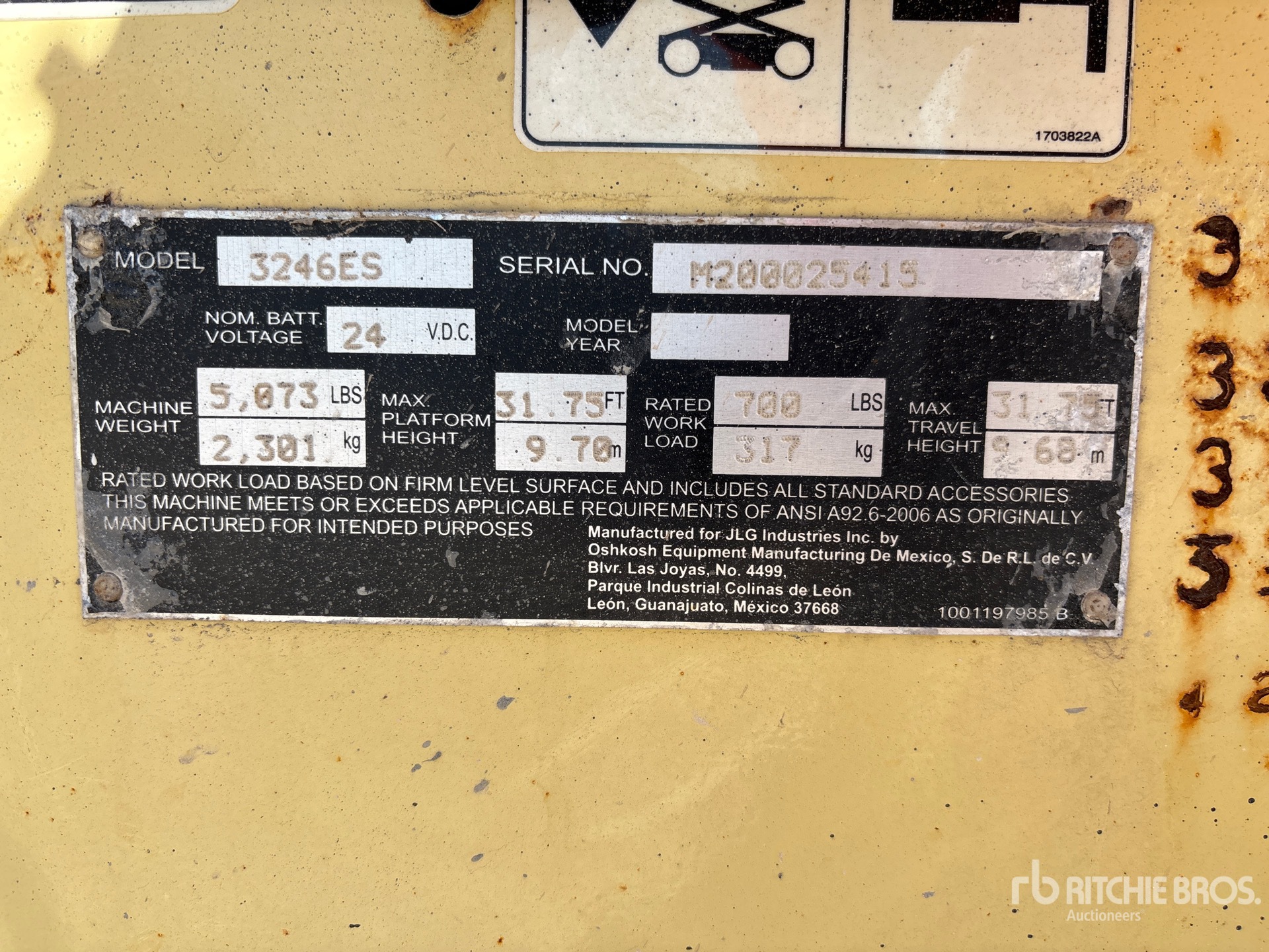 General Appearance with Serial Number / VIN