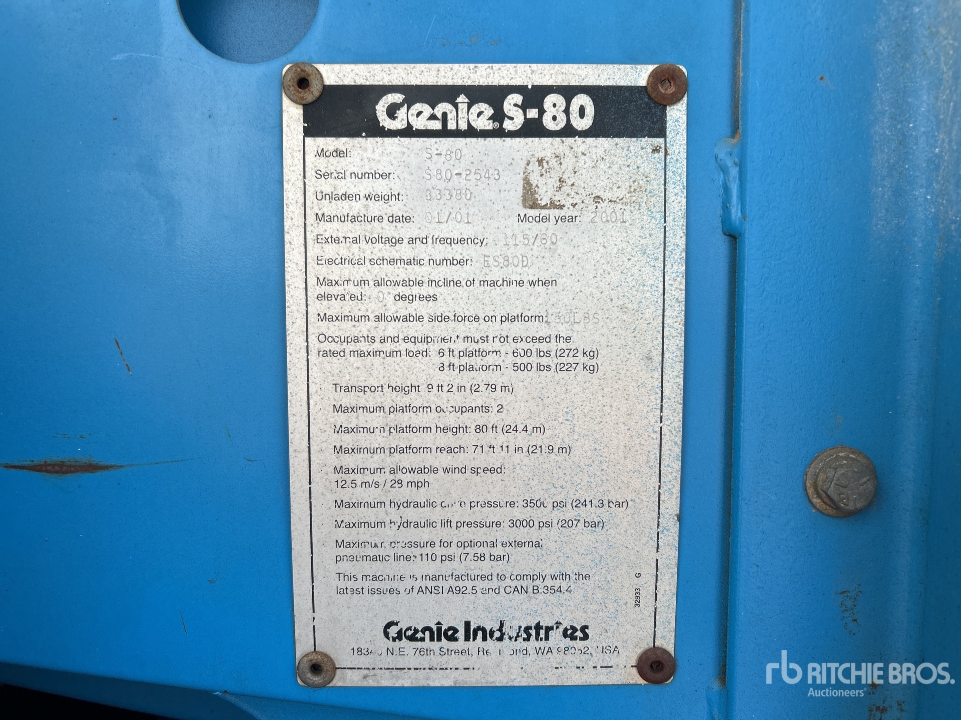 General Appearance with Serial Number / VIN