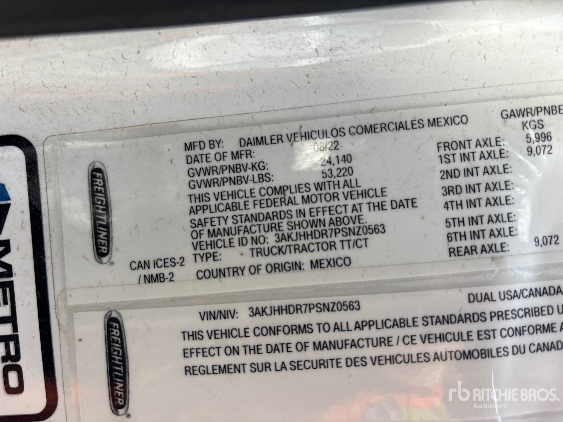 General Appearance with Serial Number / VIN