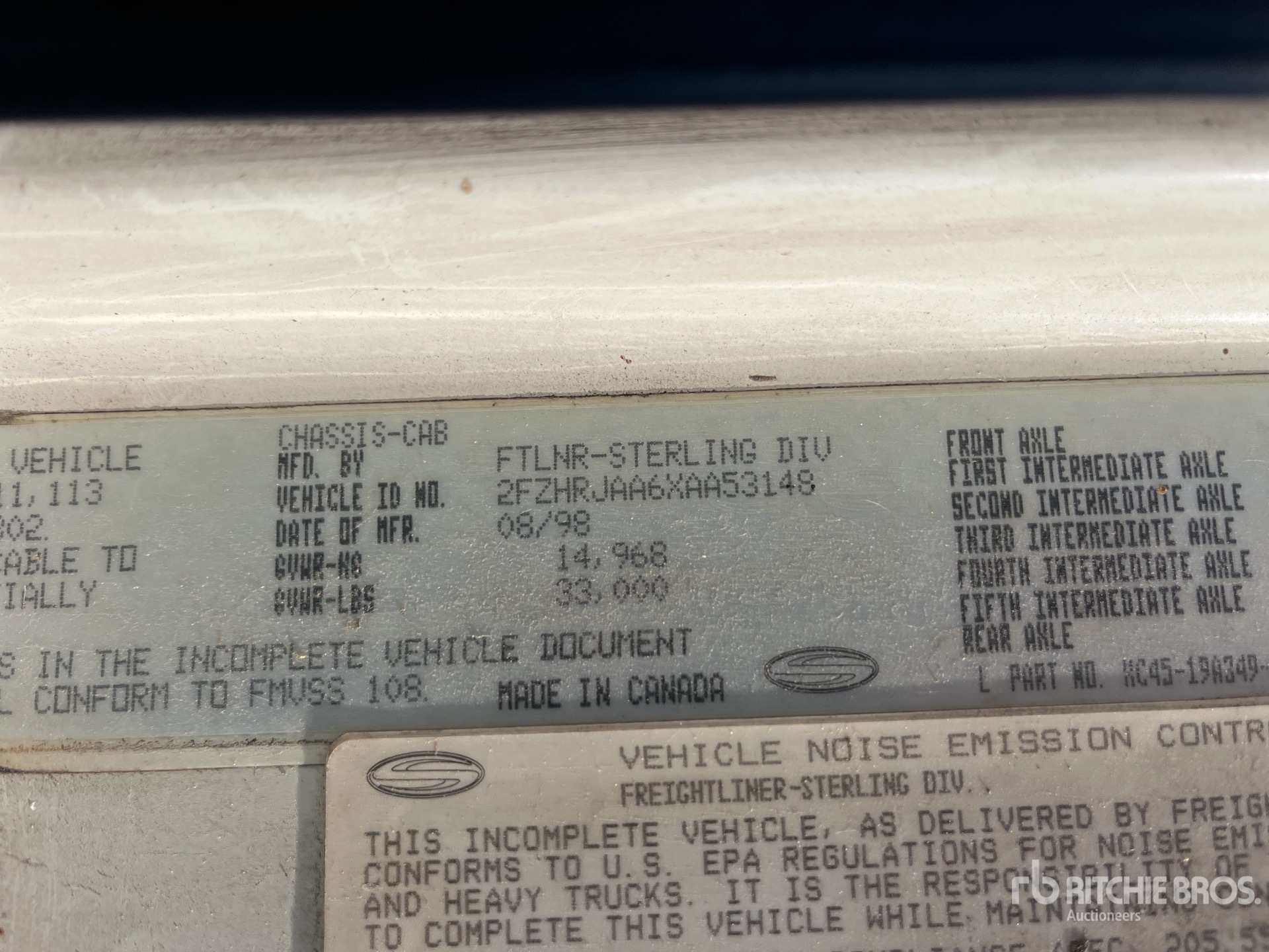 General Appearance with Serial Number / VIN