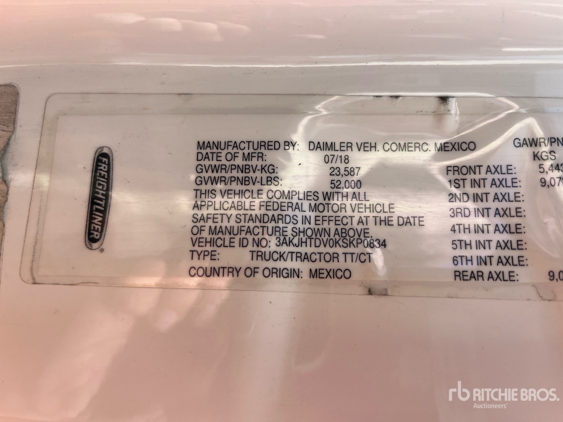 General Appearance with Serial Number / VIN