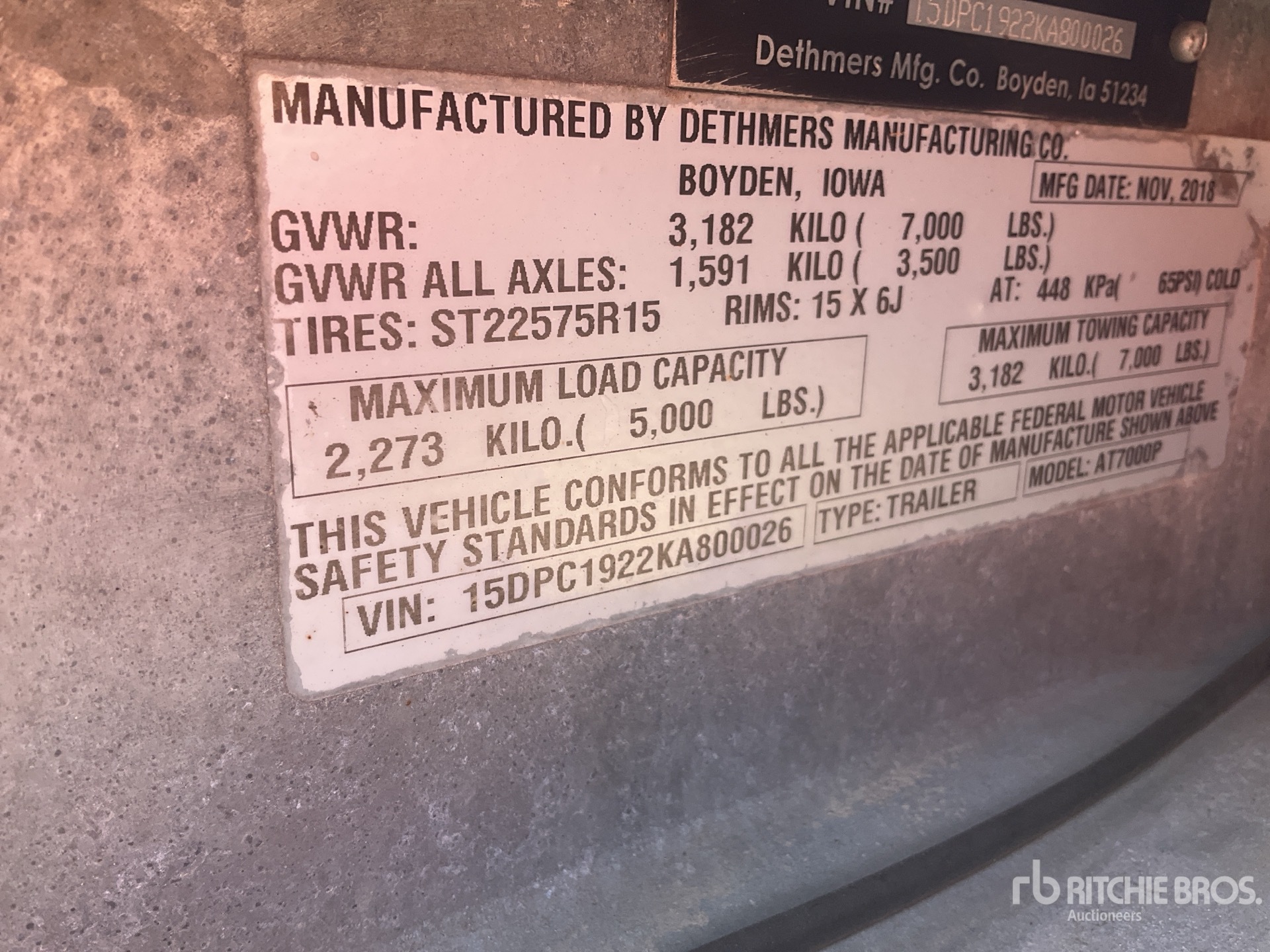 General Appearance with Serial Number / VIN
