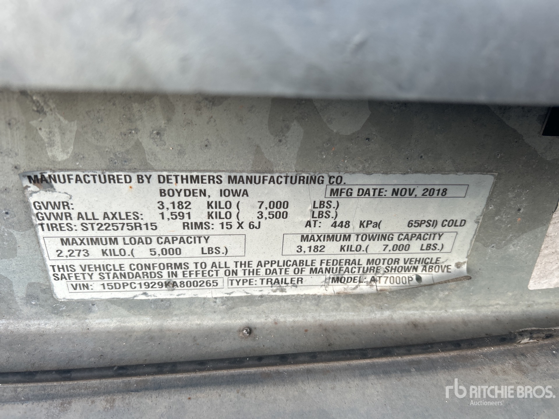 General Appearance with Serial Number / VIN