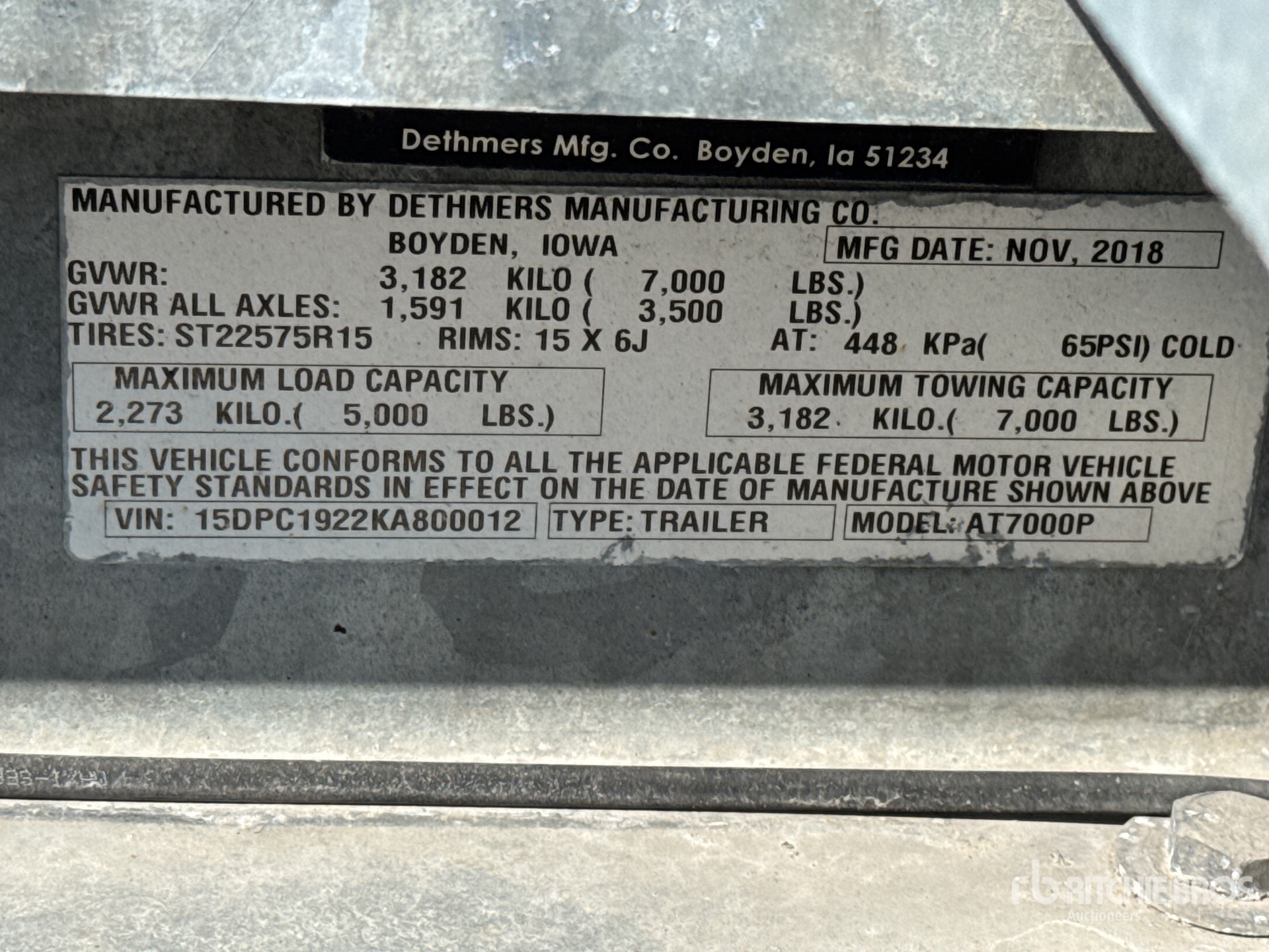 General Appearance with Serial Number / VIN