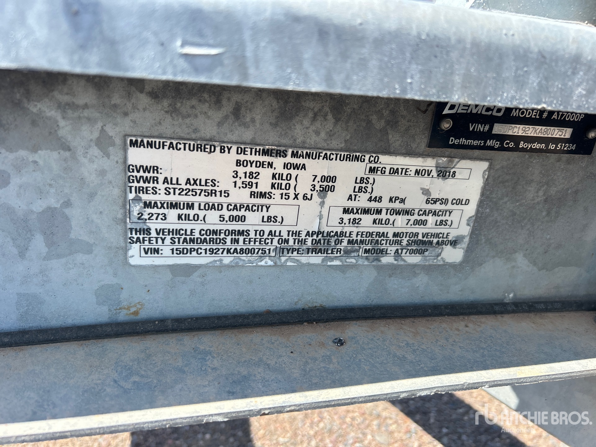 General Appearance with Serial Number / VIN