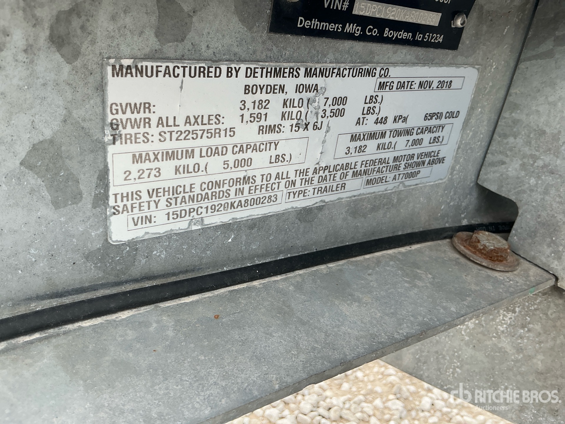 General Appearance with Serial Number / VIN