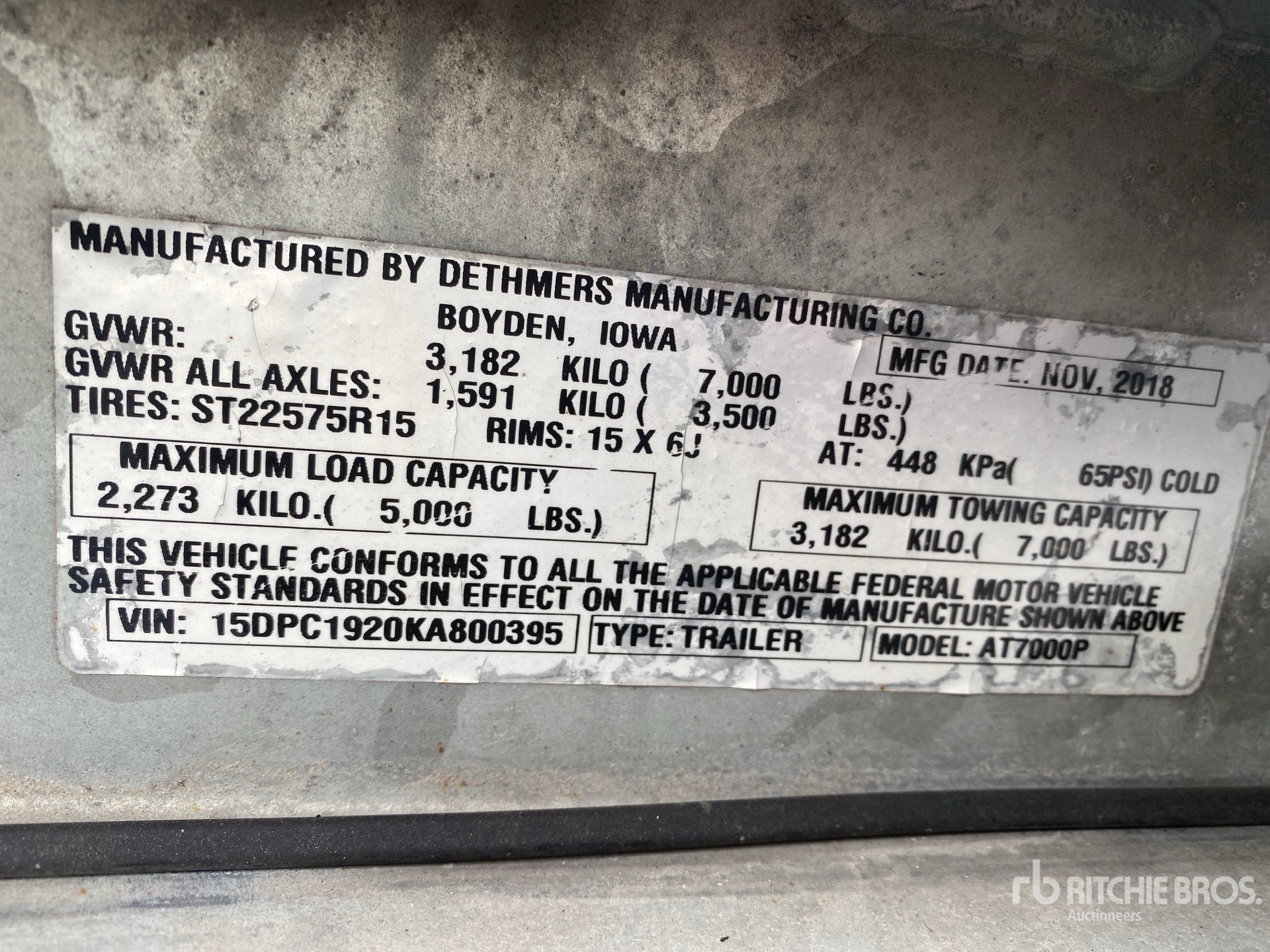General Appearance with Serial Number / VIN