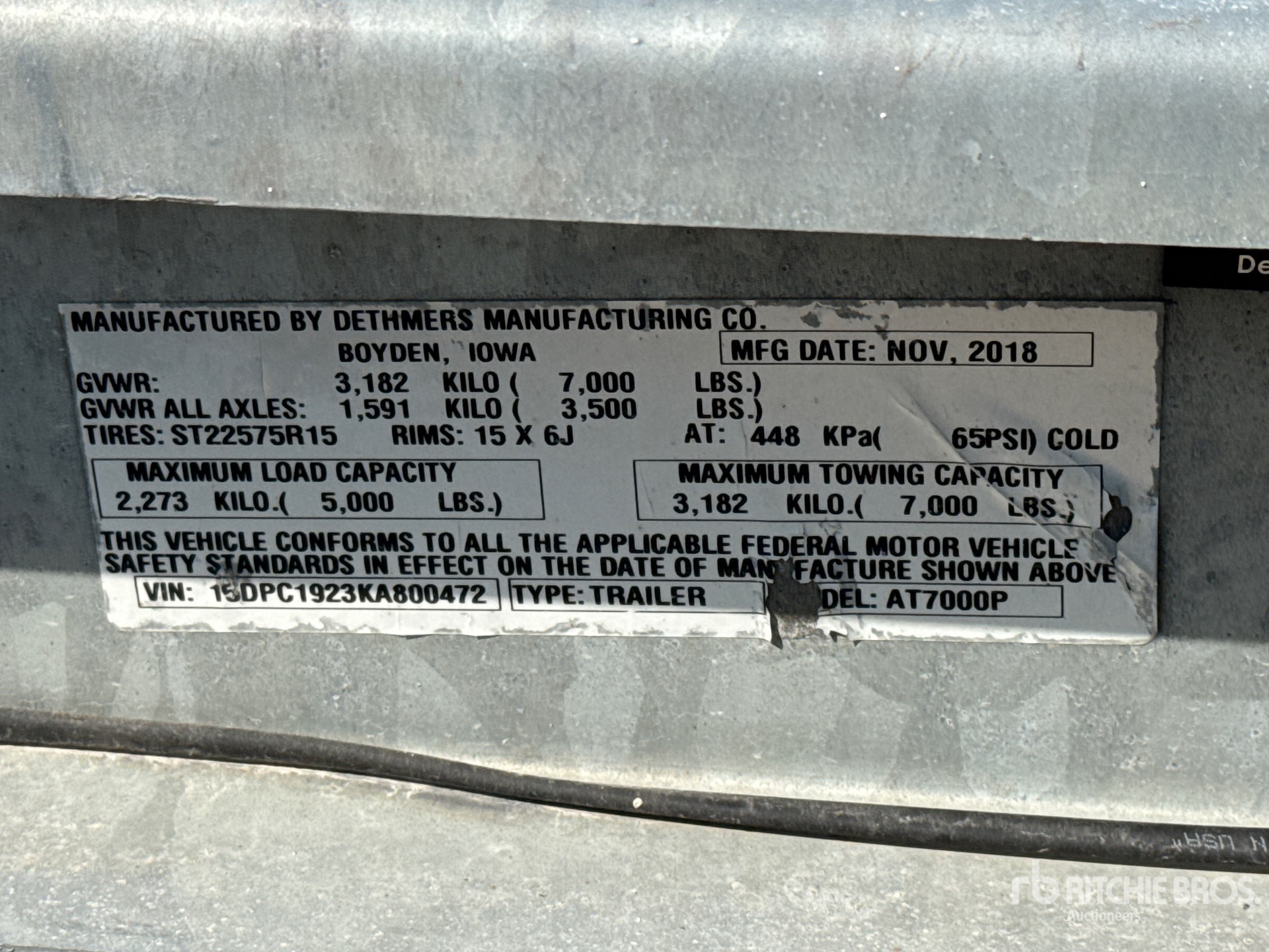 General Appearance with Serial Number / VIN