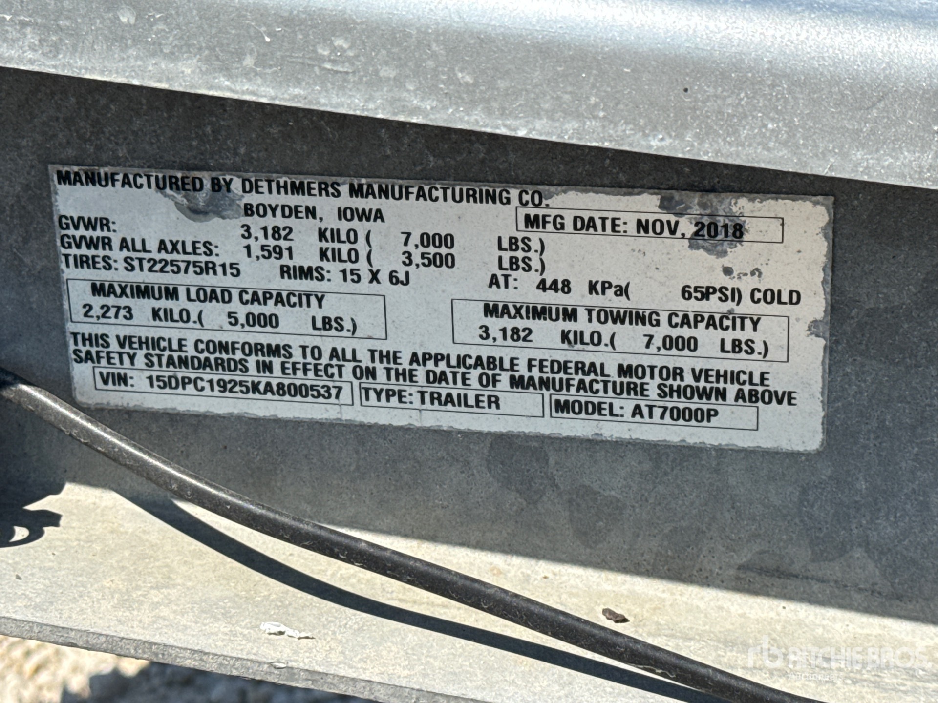 General Appearance with Serial Number / VIN