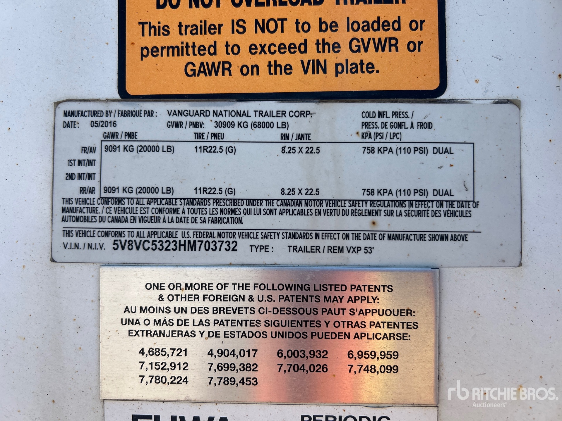 General Appearance with Serial Number / VIN