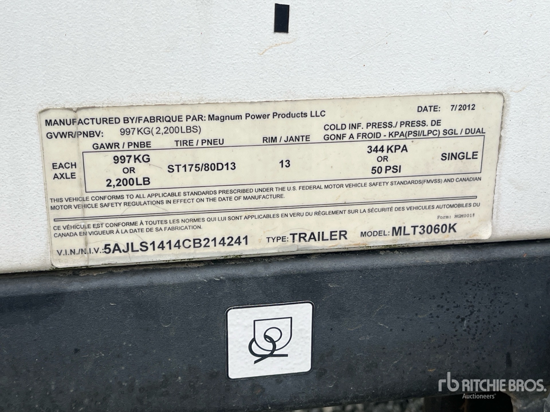 General Appearance with Serial Number / VIN
