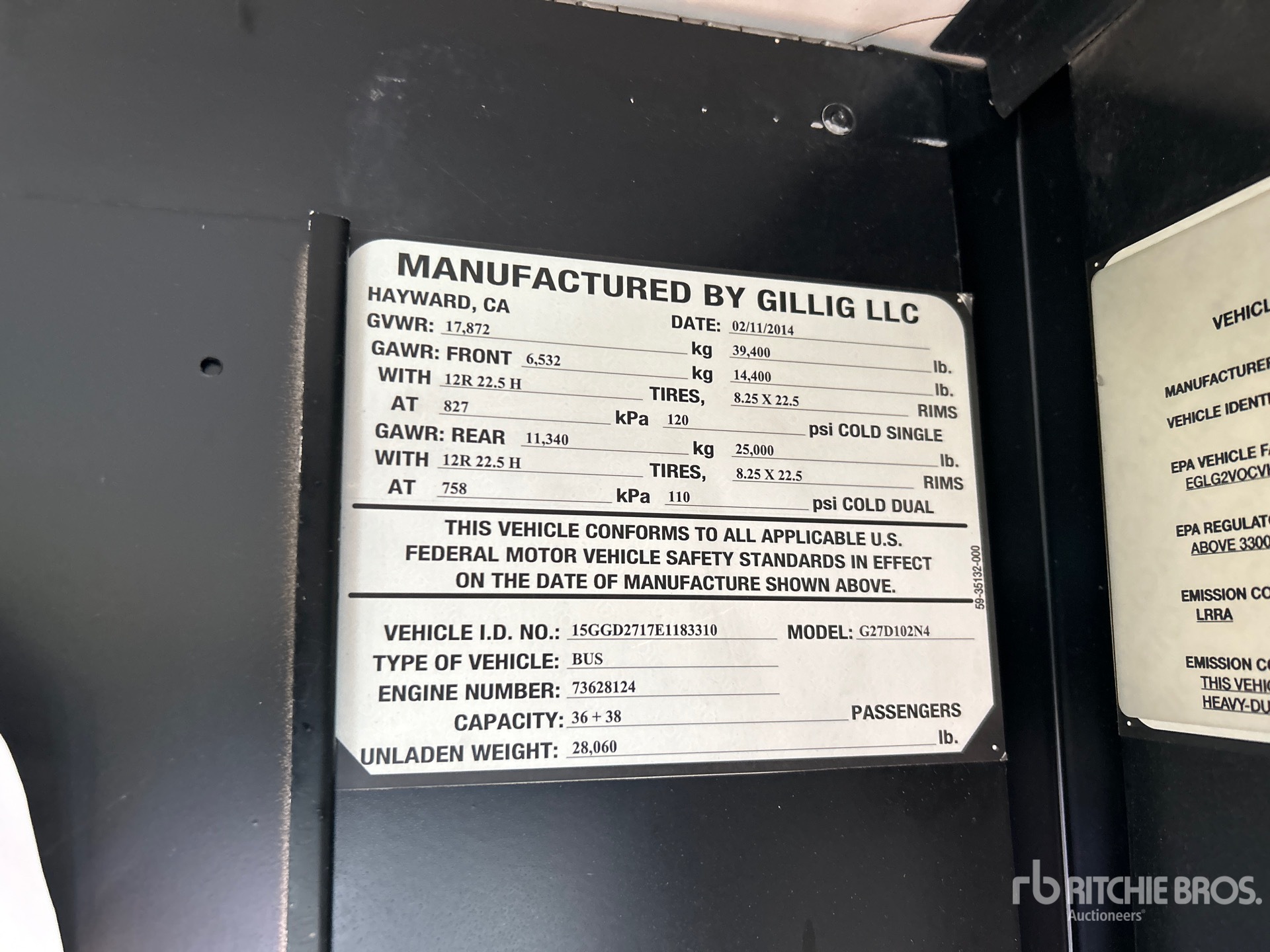 General Appearance with Serial Number / VIN