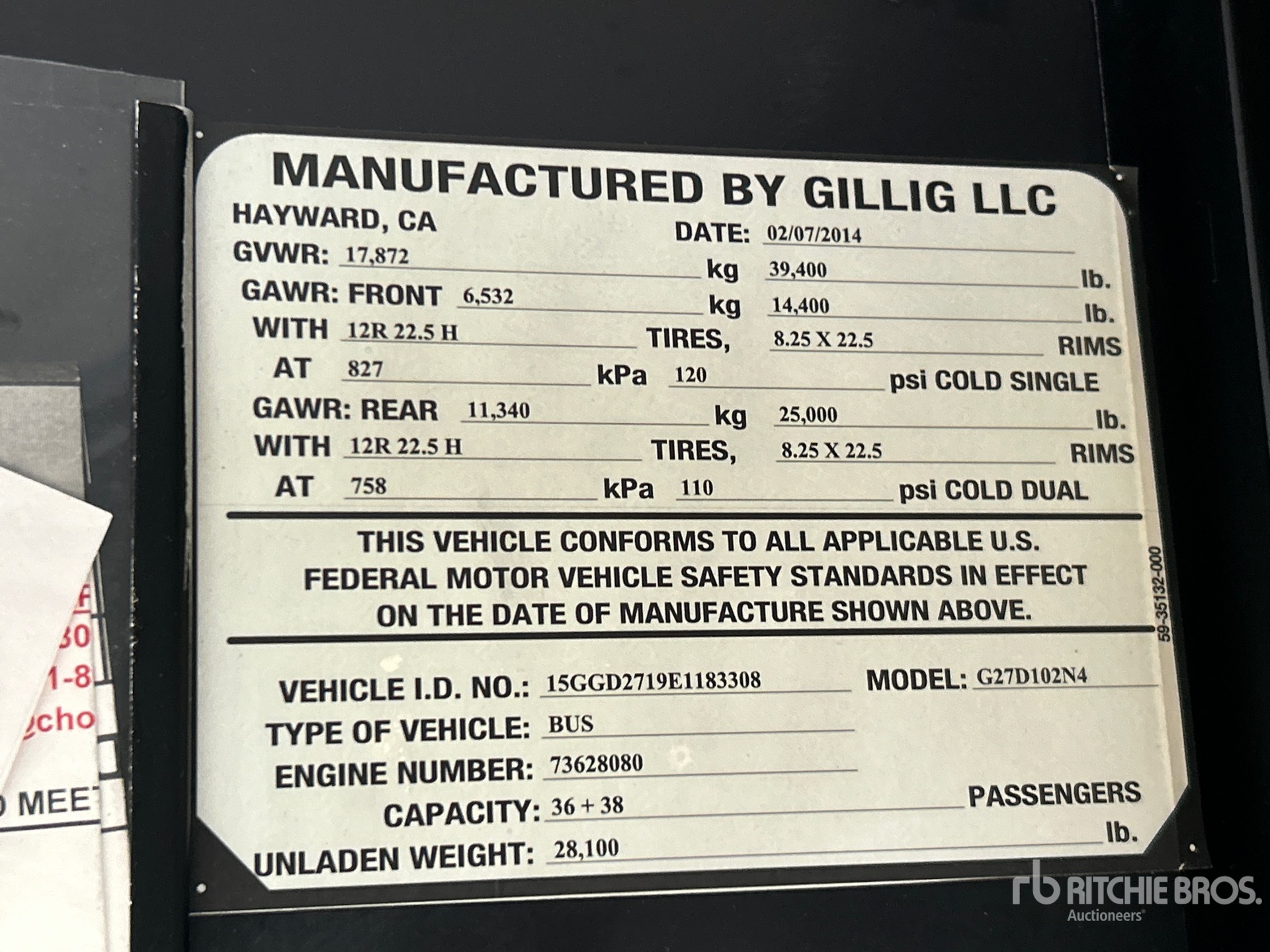 General Appearance with Serial Number / VIN