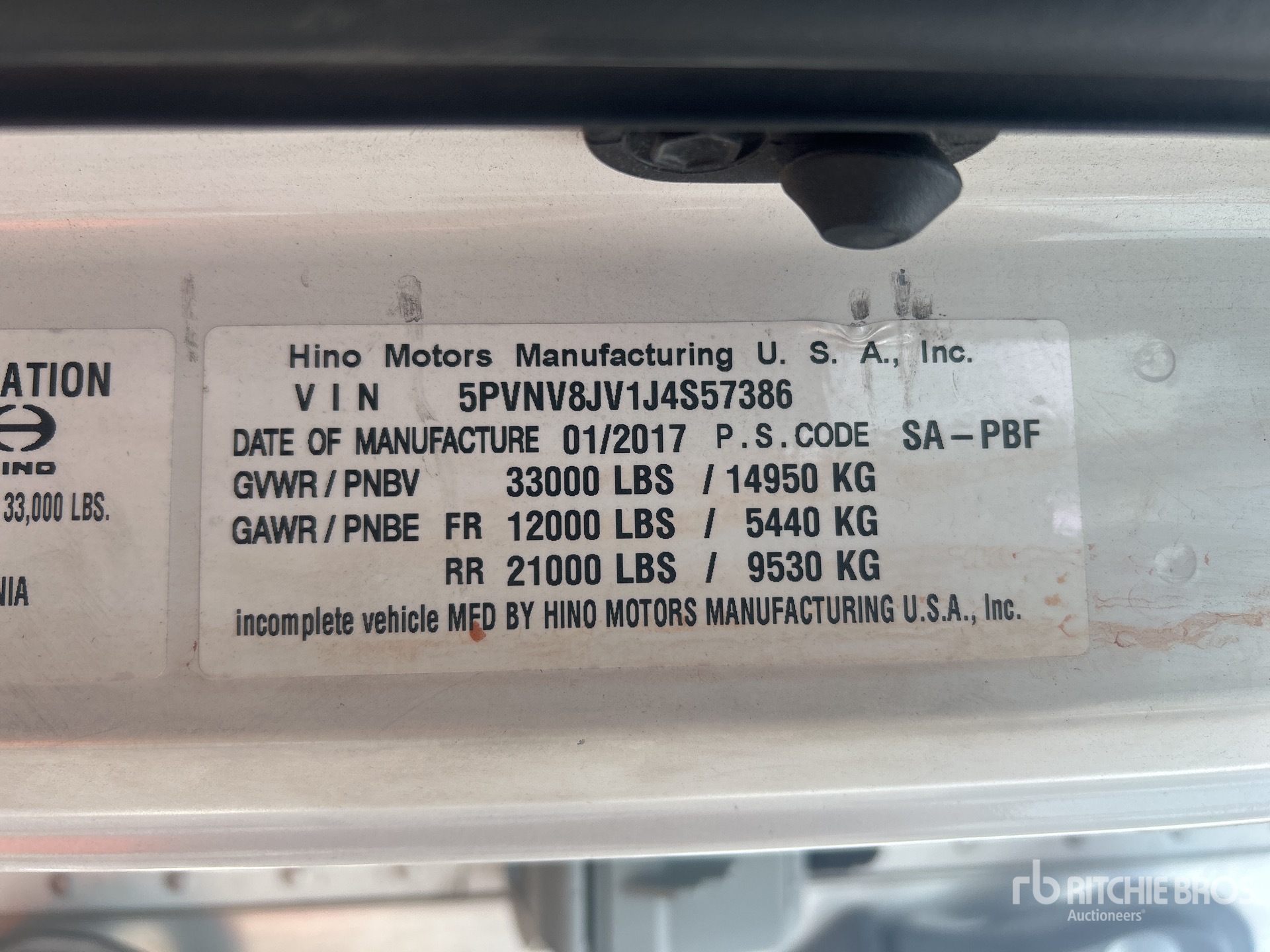 General Appearance with Serial Number / VIN