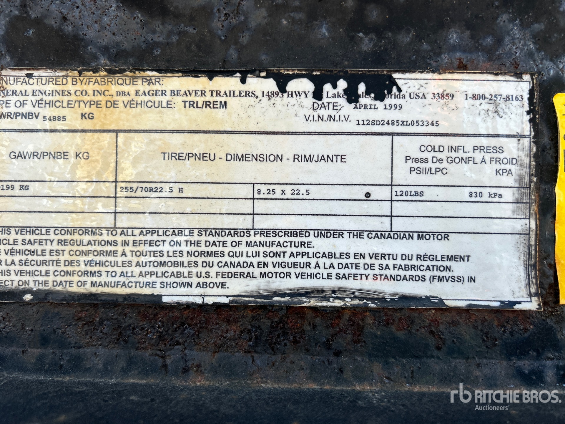 General Appearance with Serial Number / VIN