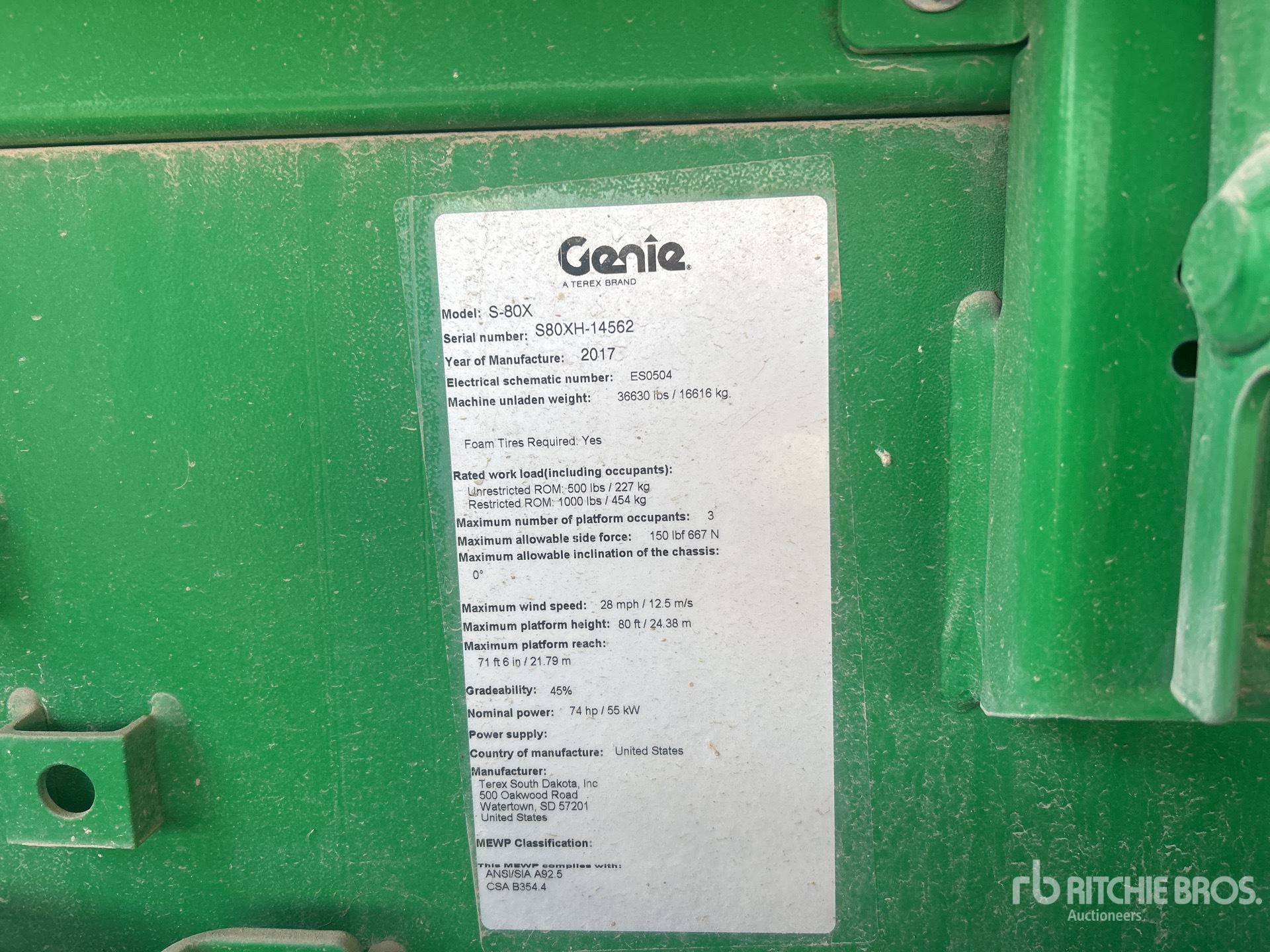 General Appearance with Serial Number / VIN