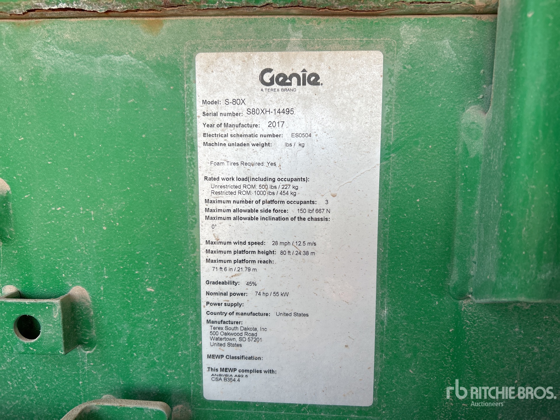 General Appearance with Serial Number / VIN