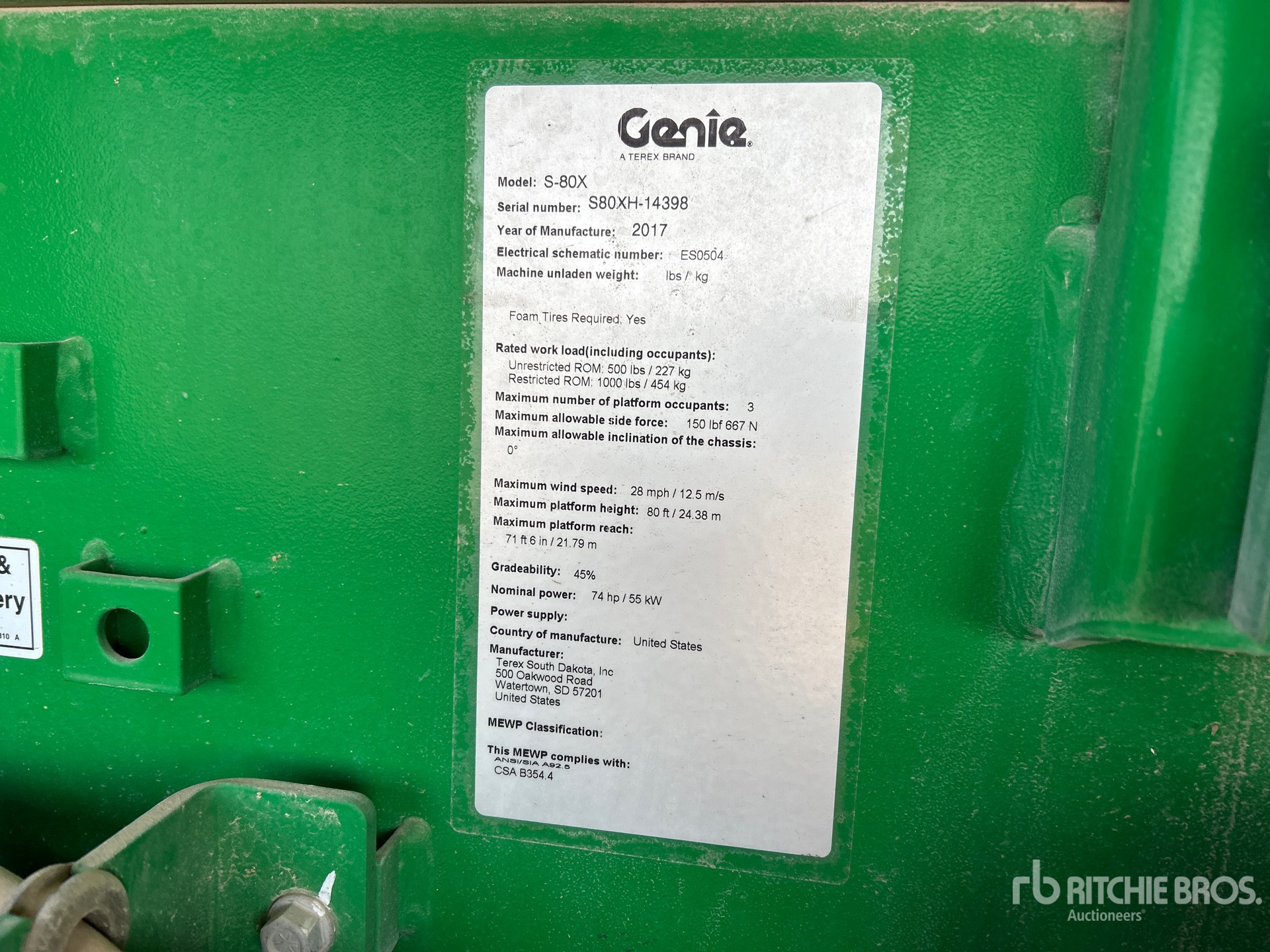 General Appearance with Serial Number / VIN