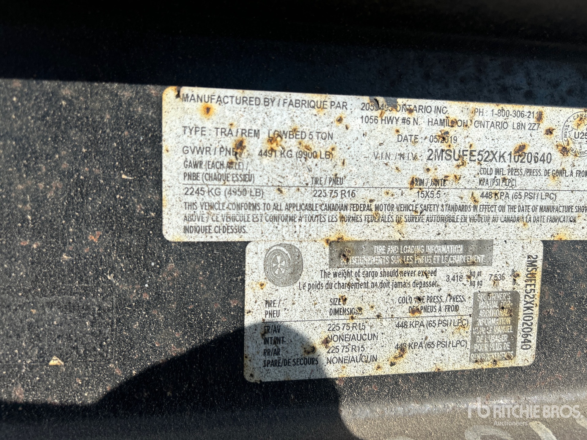 General Appearance with Serial Number / VIN