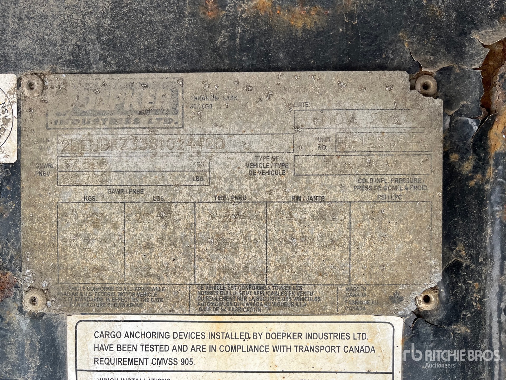 General Appearance with Serial Number / VIN